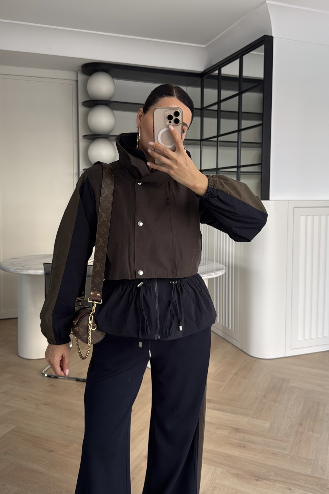 TRENÇ DETAYLI SPOR TAKIM LACİVERT KAHVE 