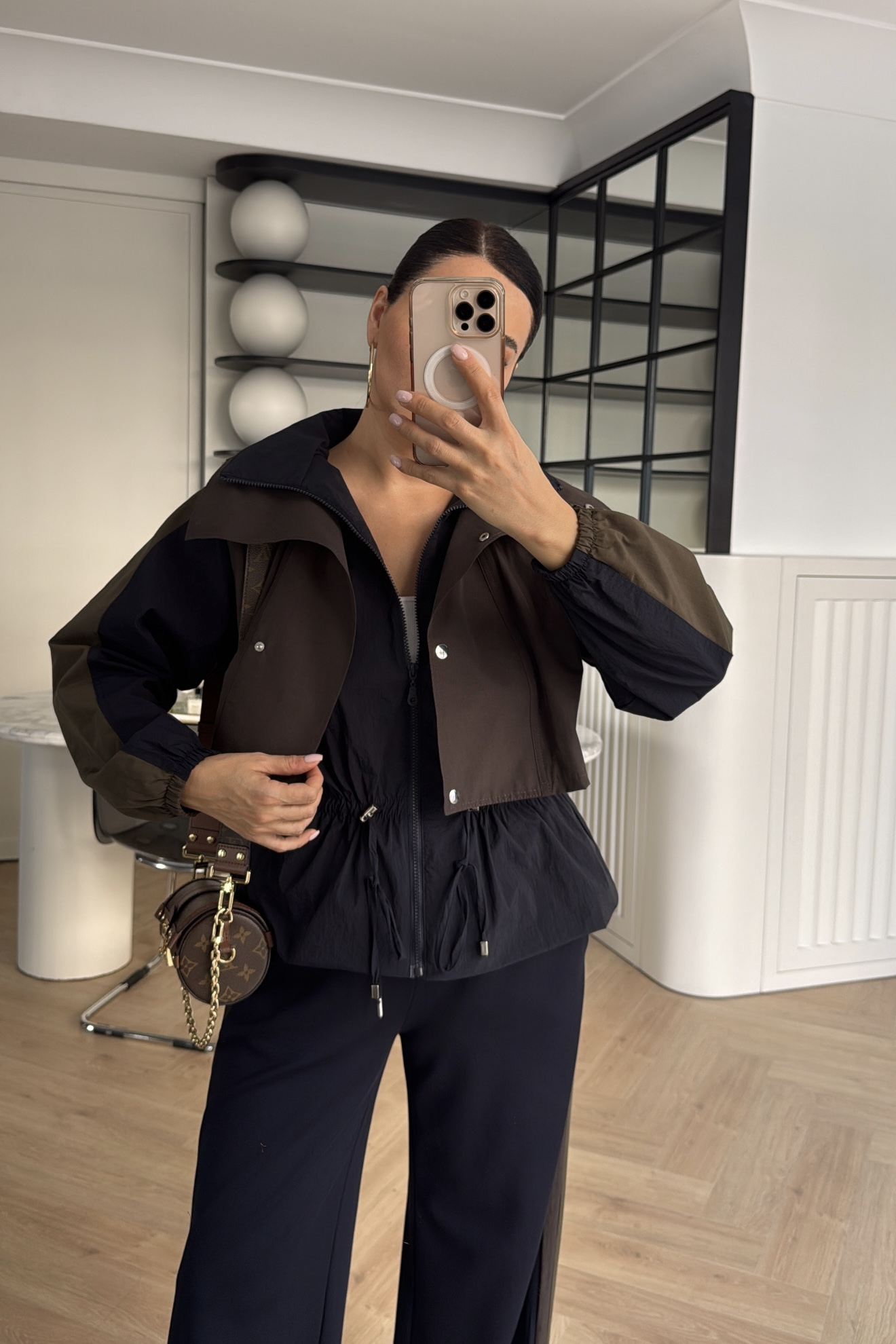 TRENÇ DETAYLI SPOR TAKIM LACİVERT KAHVE 