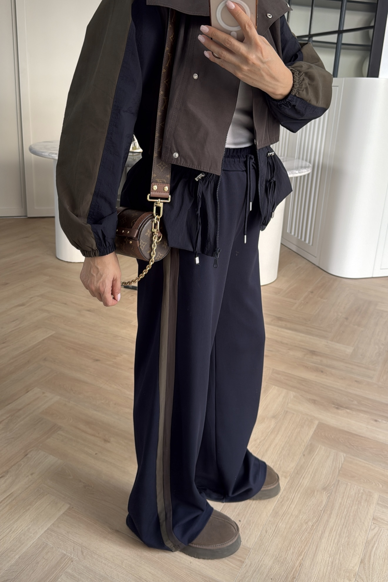 TRENÇ DETAYLI SPOR TAKIM LACİVERT KAHVE 