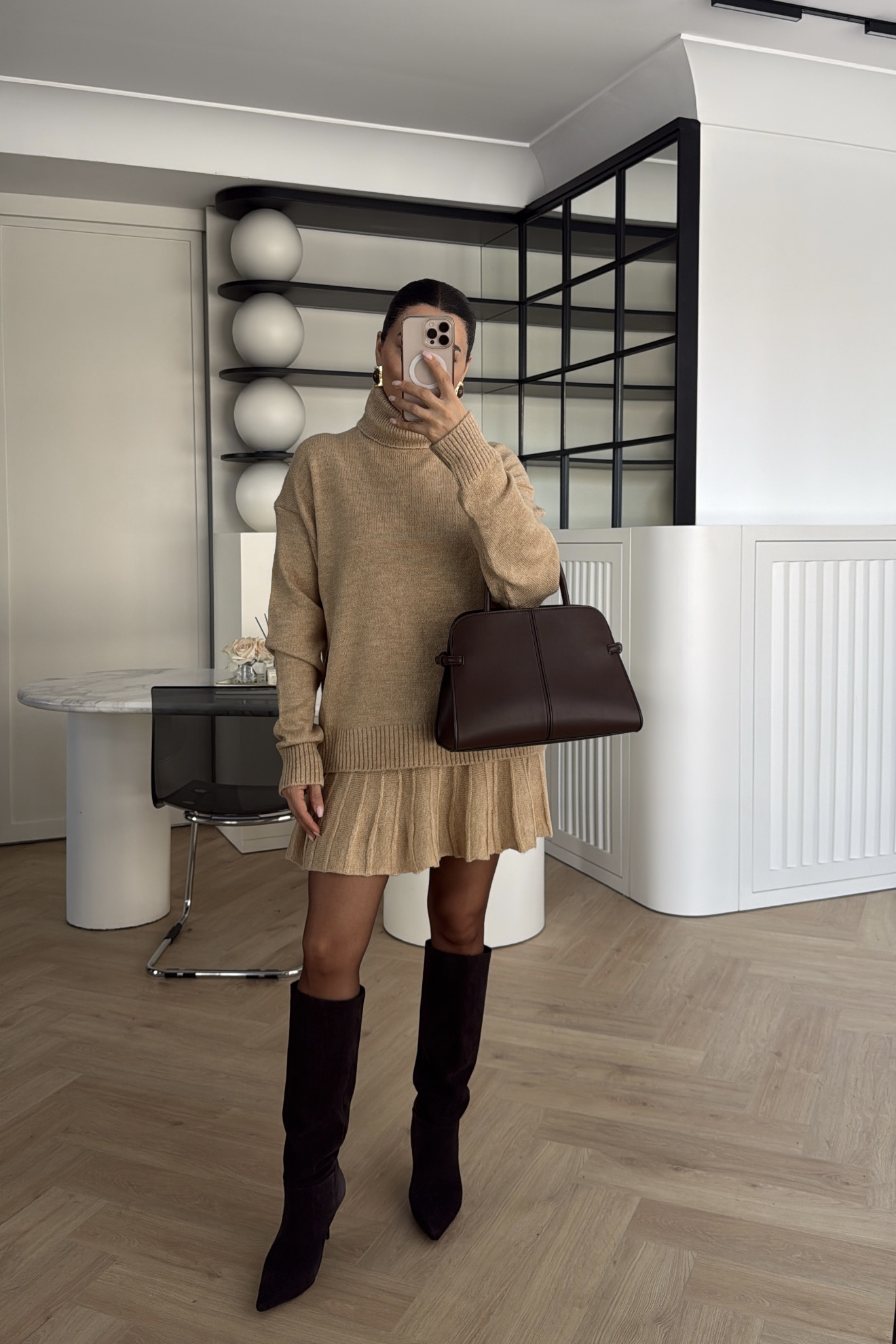 TRİKO ETEKLİ TAKIM CAMEL