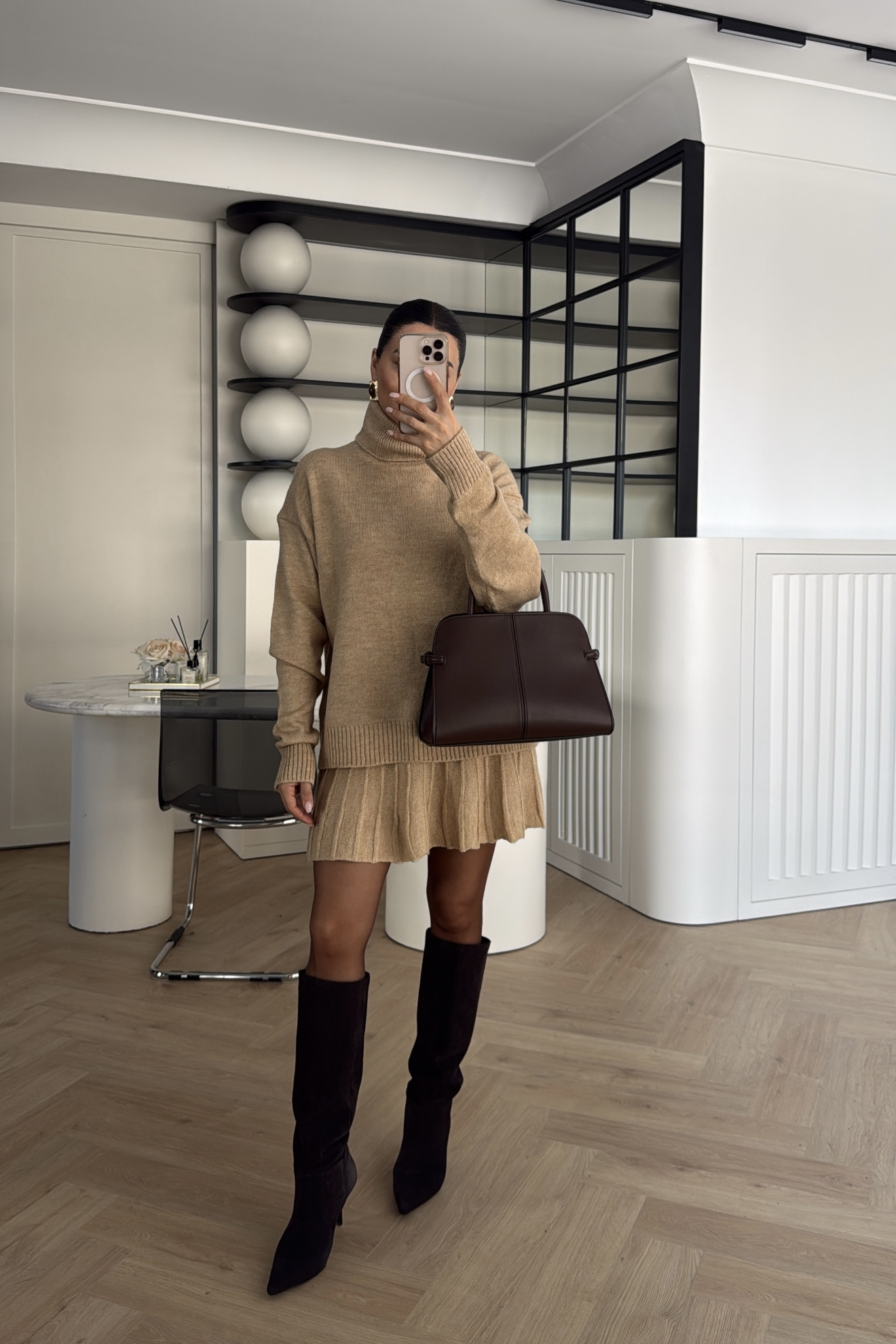 TRİKO ETEKLİ TAKIM CAMEL