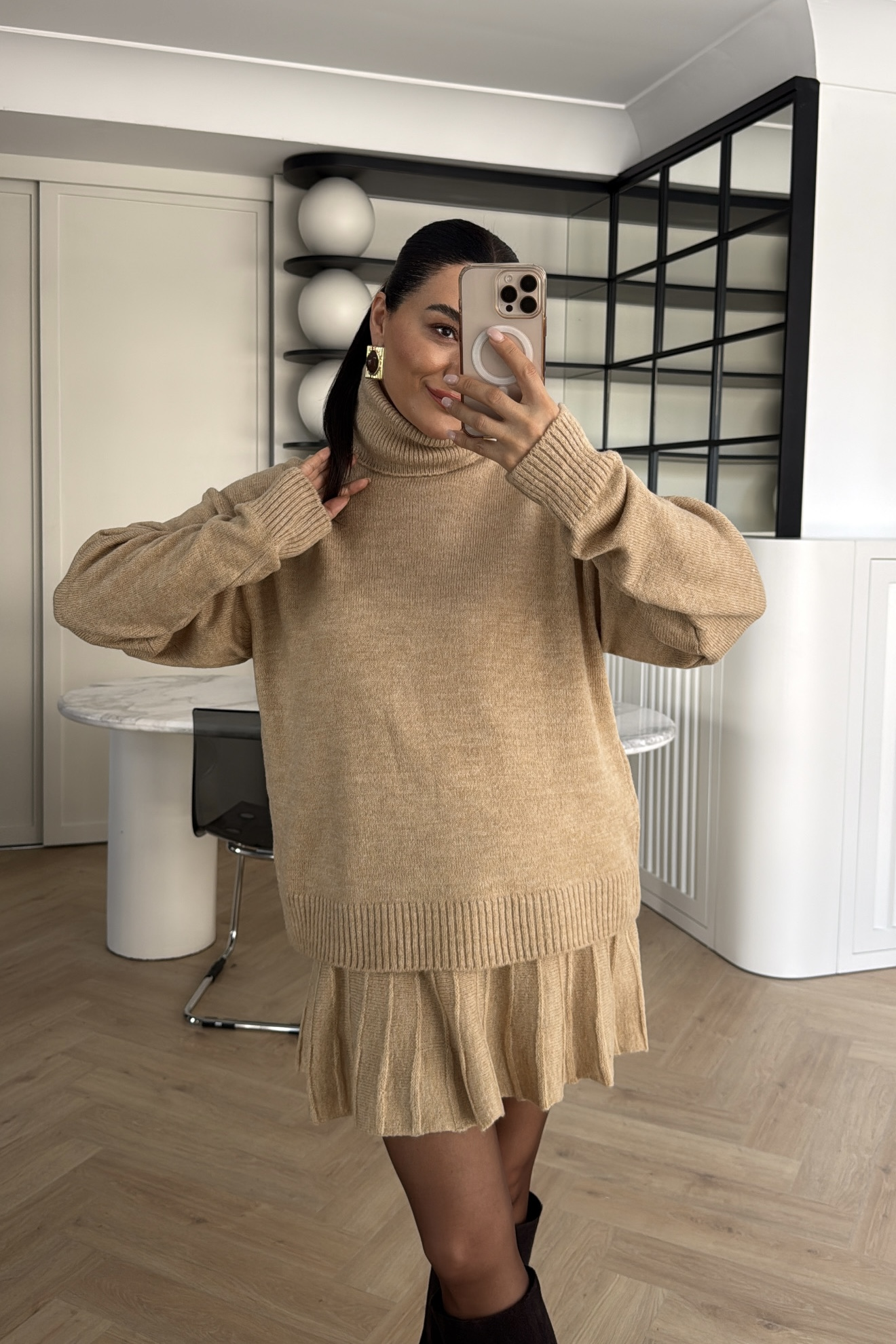 TRİKO ETEKLİ TAKIM CAMEL