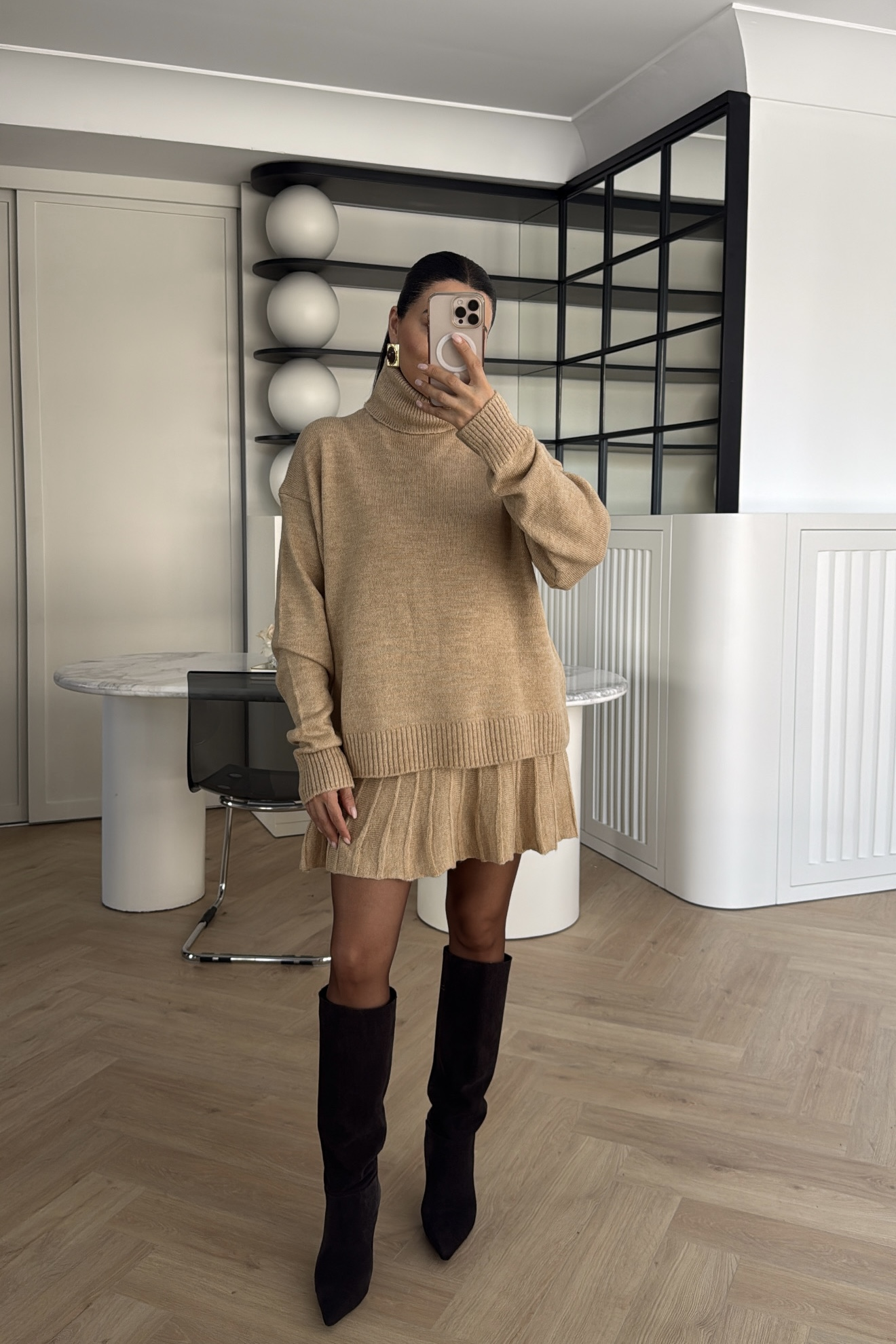 TRİKO ETEKLİ TAKIM CAMEL