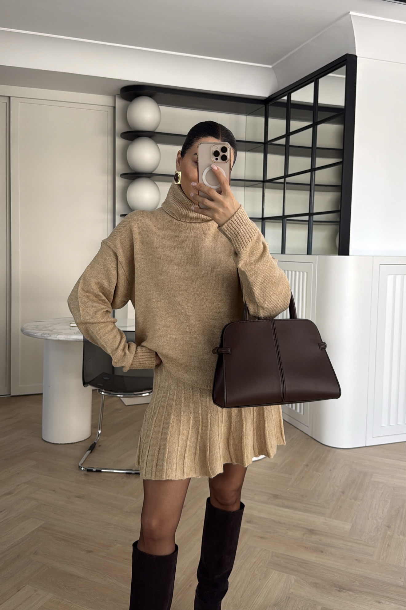 TRİKO ETEKLİ TAKIM CAMEL