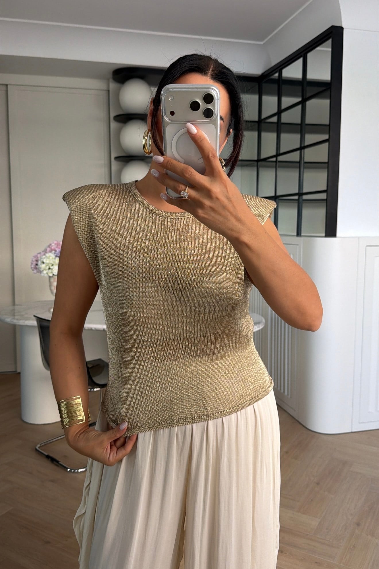 VATKALI ÖRME TRİKO BLUZ GOLD