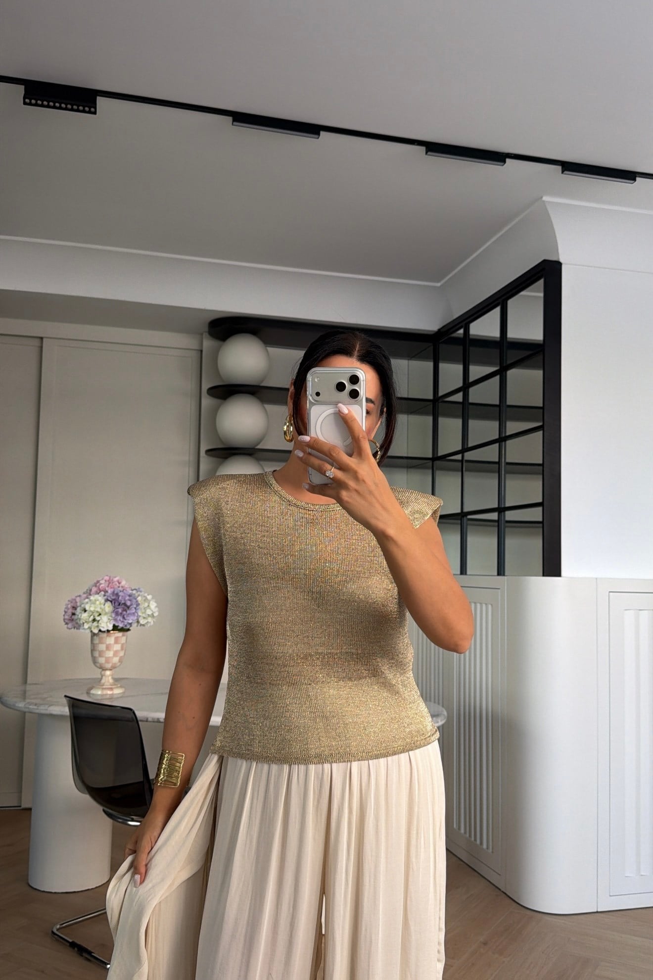 VATKALI ÖRME TRİKO BLUZ GOLD