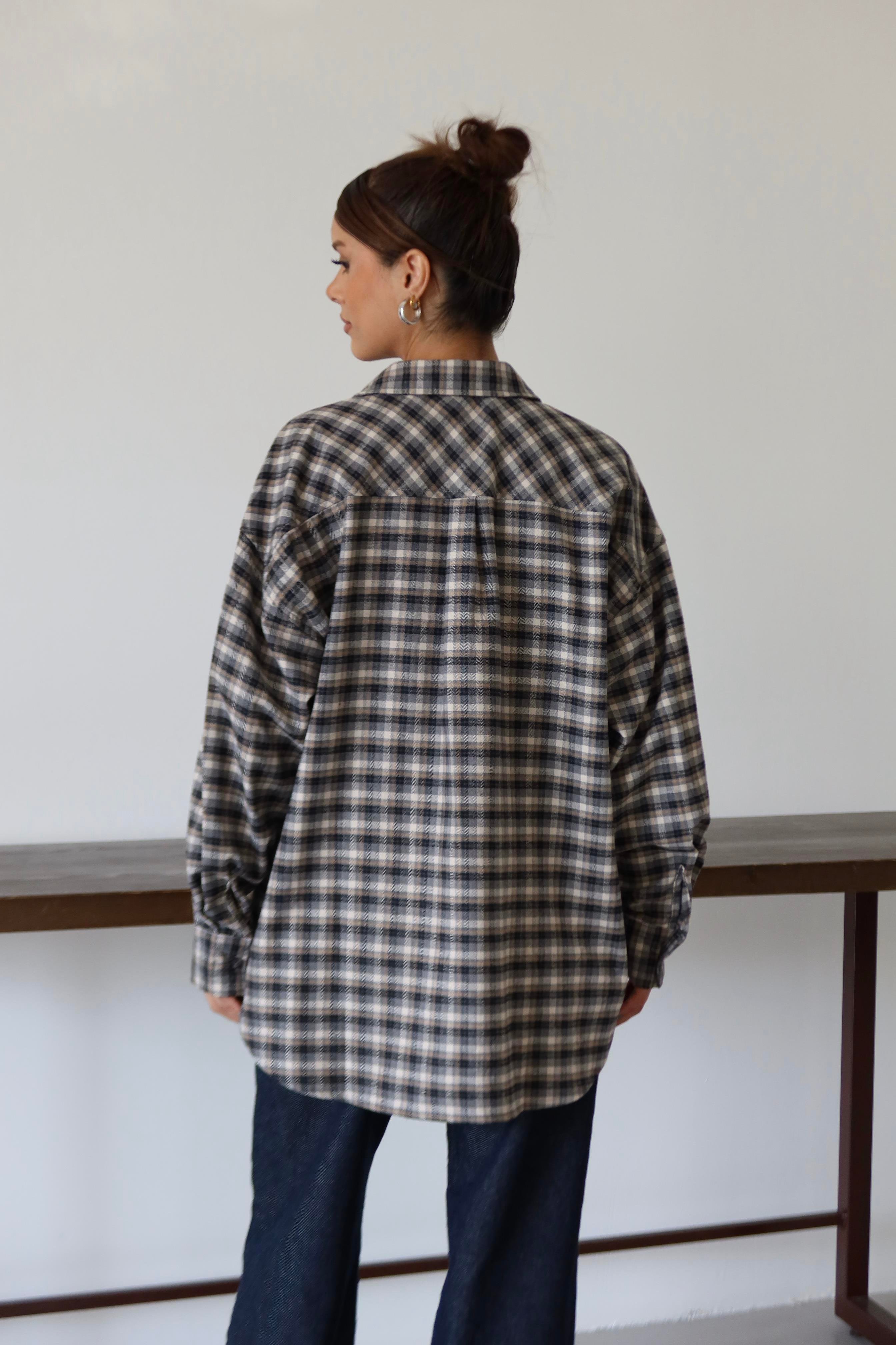 VİZON EKOSE OVERSIZE GÖMLEK