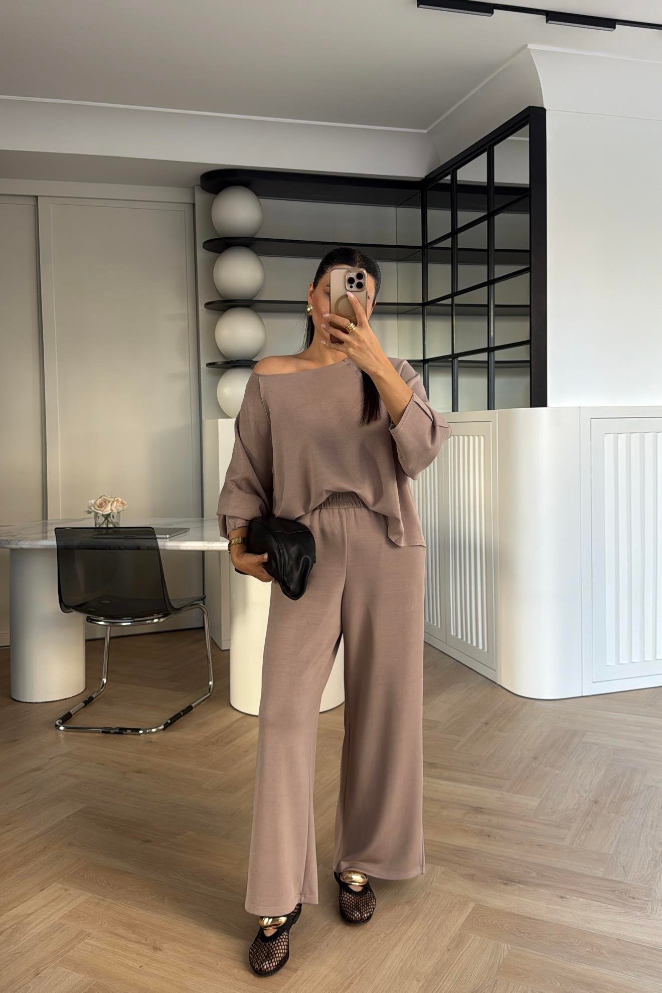 VİZON OMUZ DEKOLTELİ MODAL TAKIM 