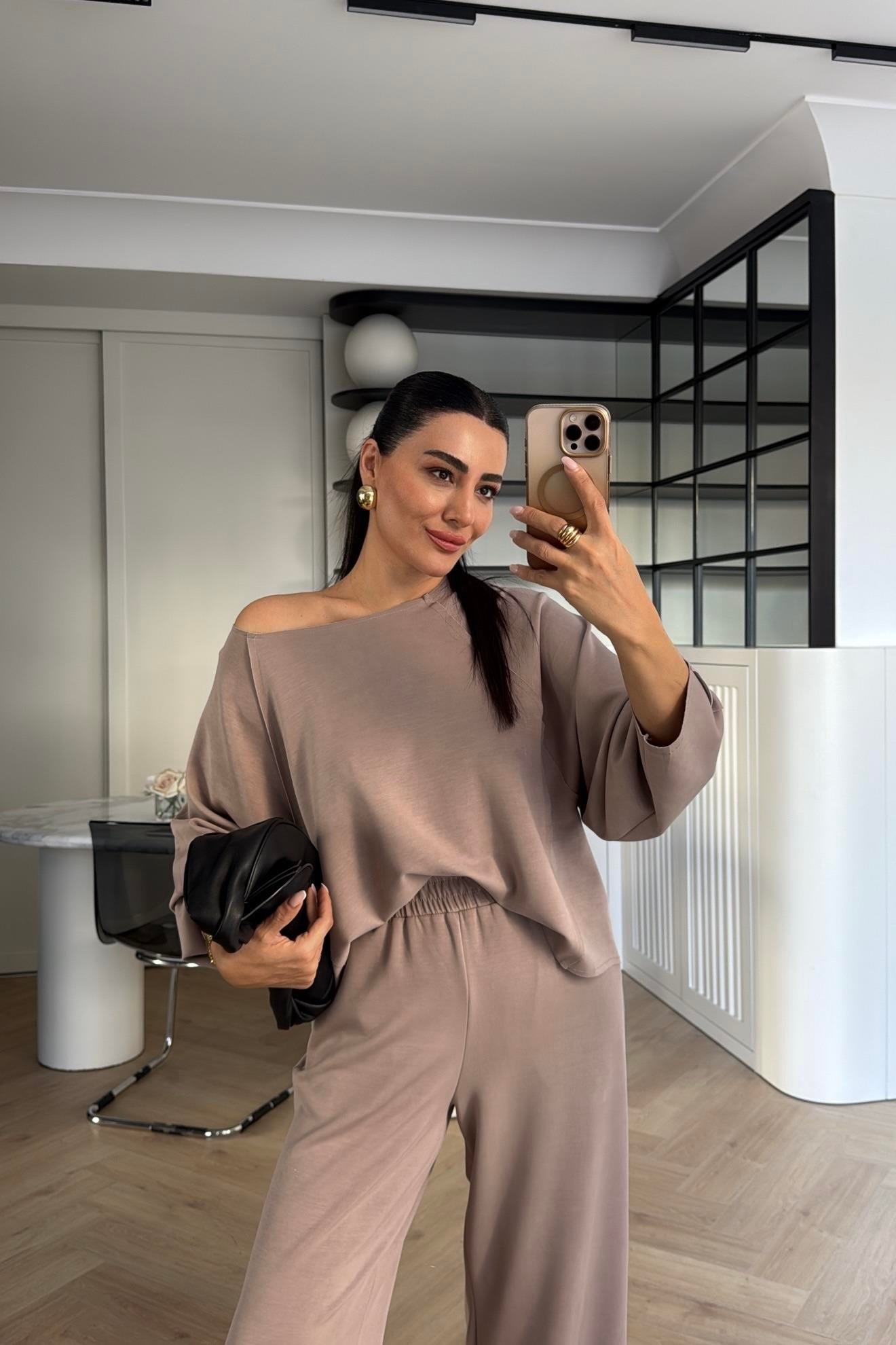 VİZON OMUZ DEKOLTELİ MODAL TAKIM 