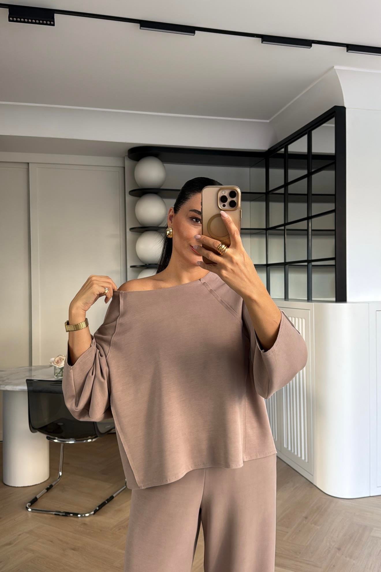 VİZON OMUZ DEKOLTELİ MODAL TAKIM 