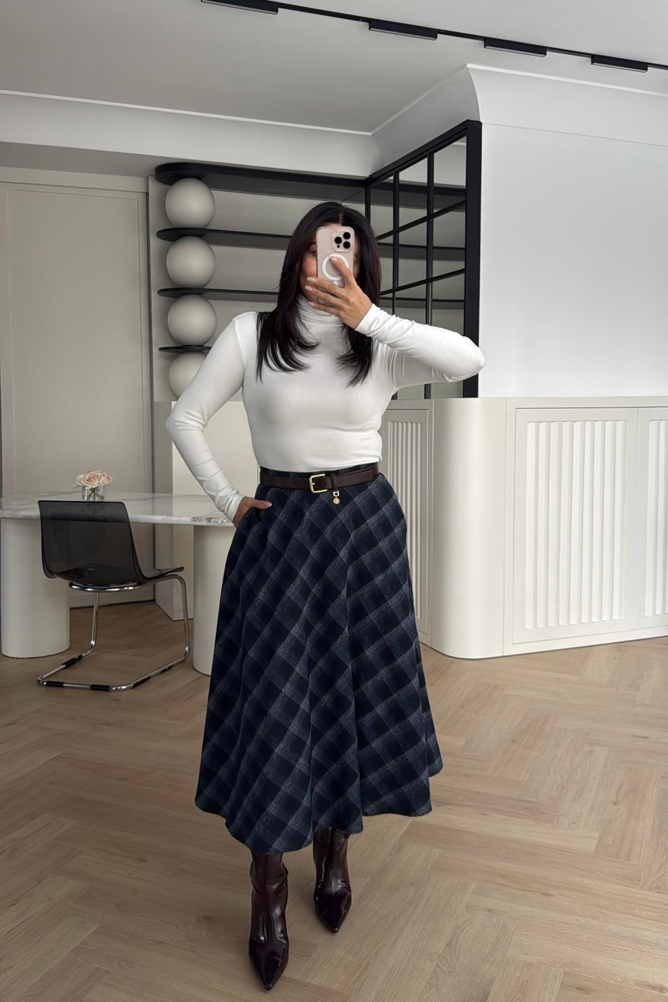 YANDAN FERMUARLI CEP DETAYLI EKOSE ETEK LACİ