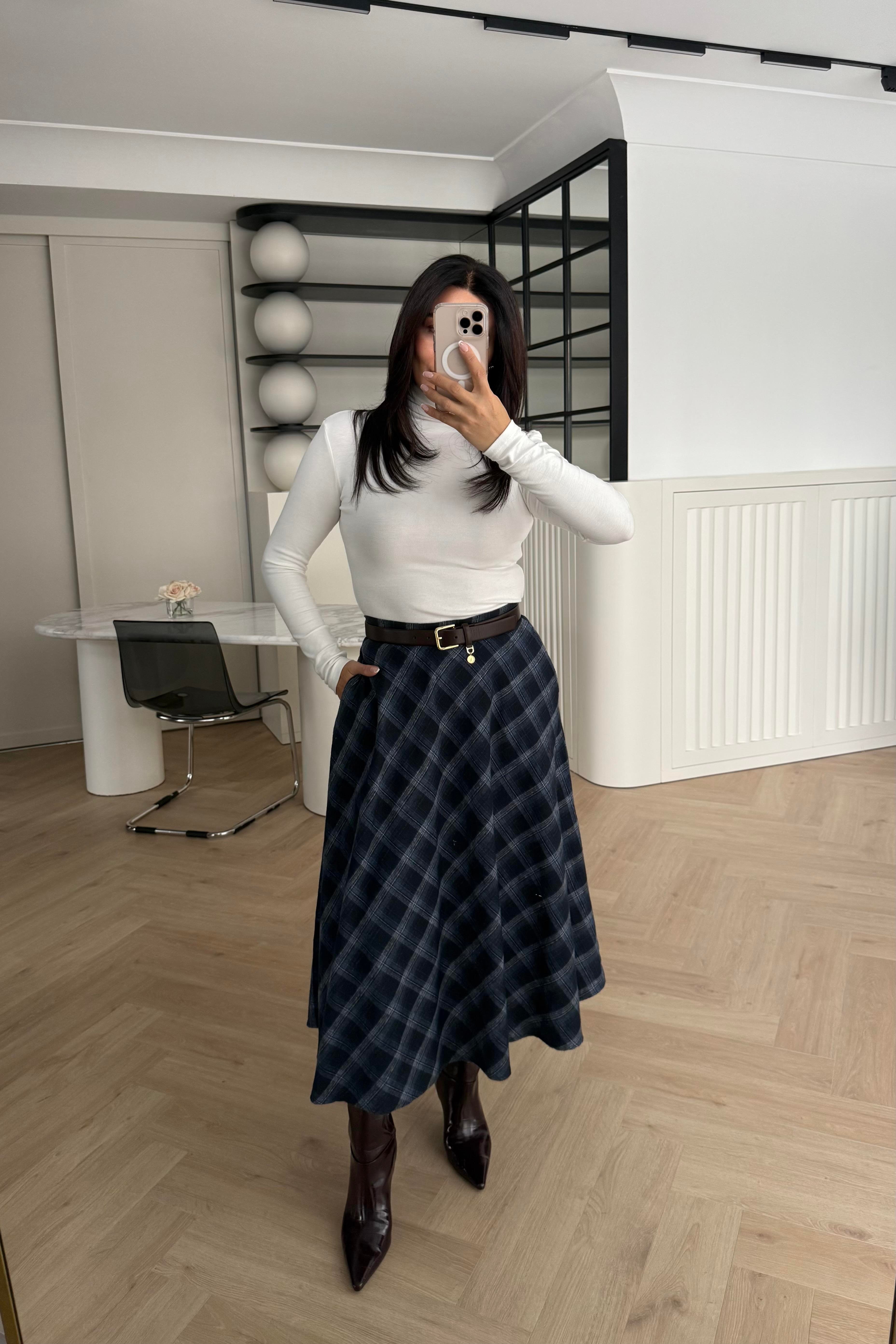 YANDAN FERMUARLI CEP DETAYLI EKOSE ETEK LACİ