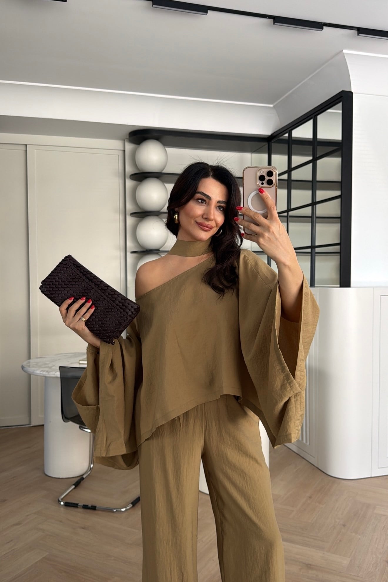 YARASA KOL FULARLI TAKIM OLIVE