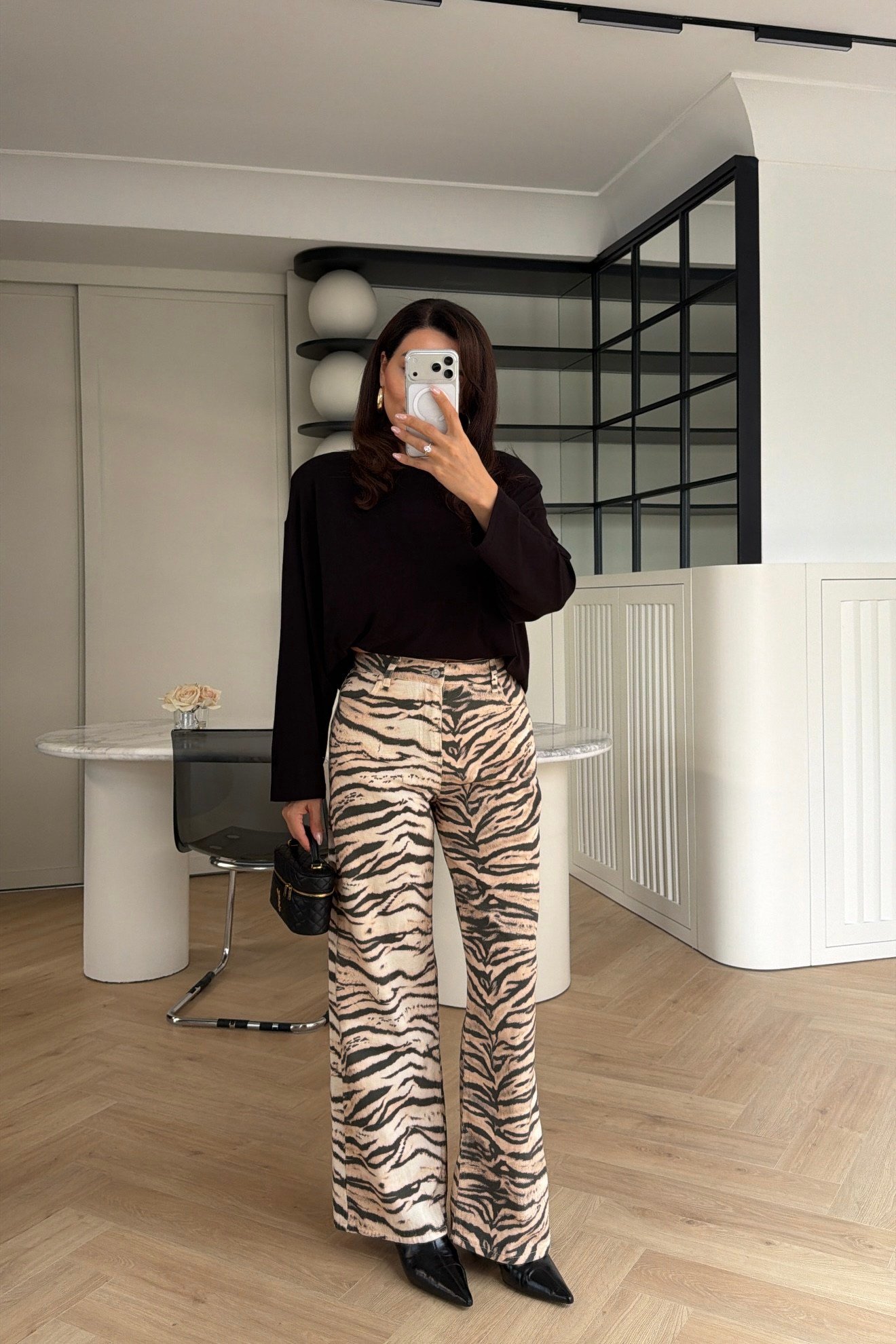 Zebra Desen Straight Kesim Pantolon 
