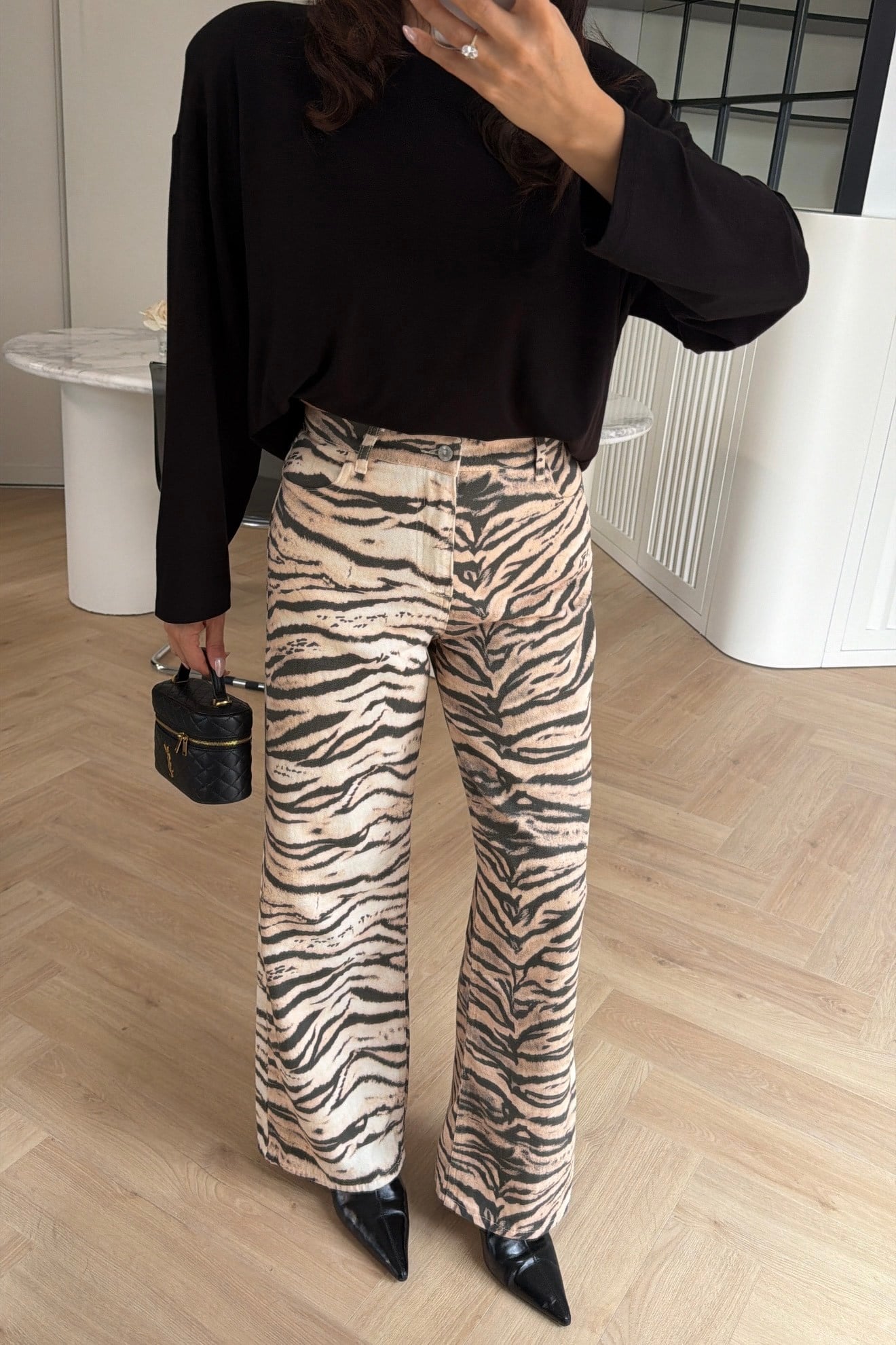 Zebra Desen Straight Kesim Pantolon 