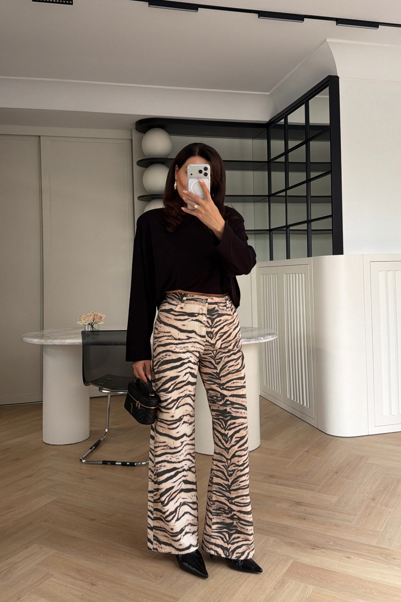 Zebra Desen Straight Kesim Pantolon 