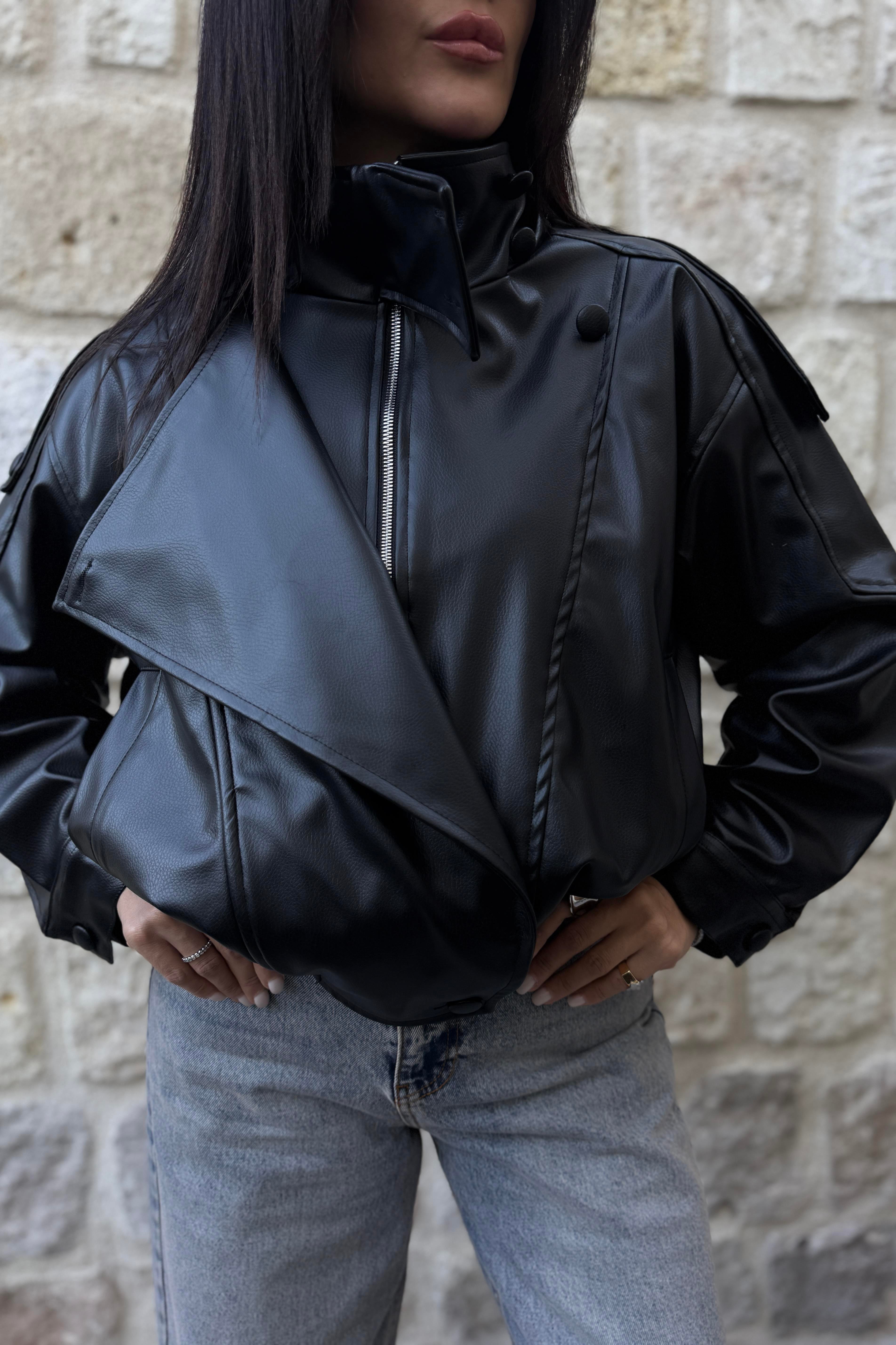 ZR MODEL DİK YAKA DERİ CEKET