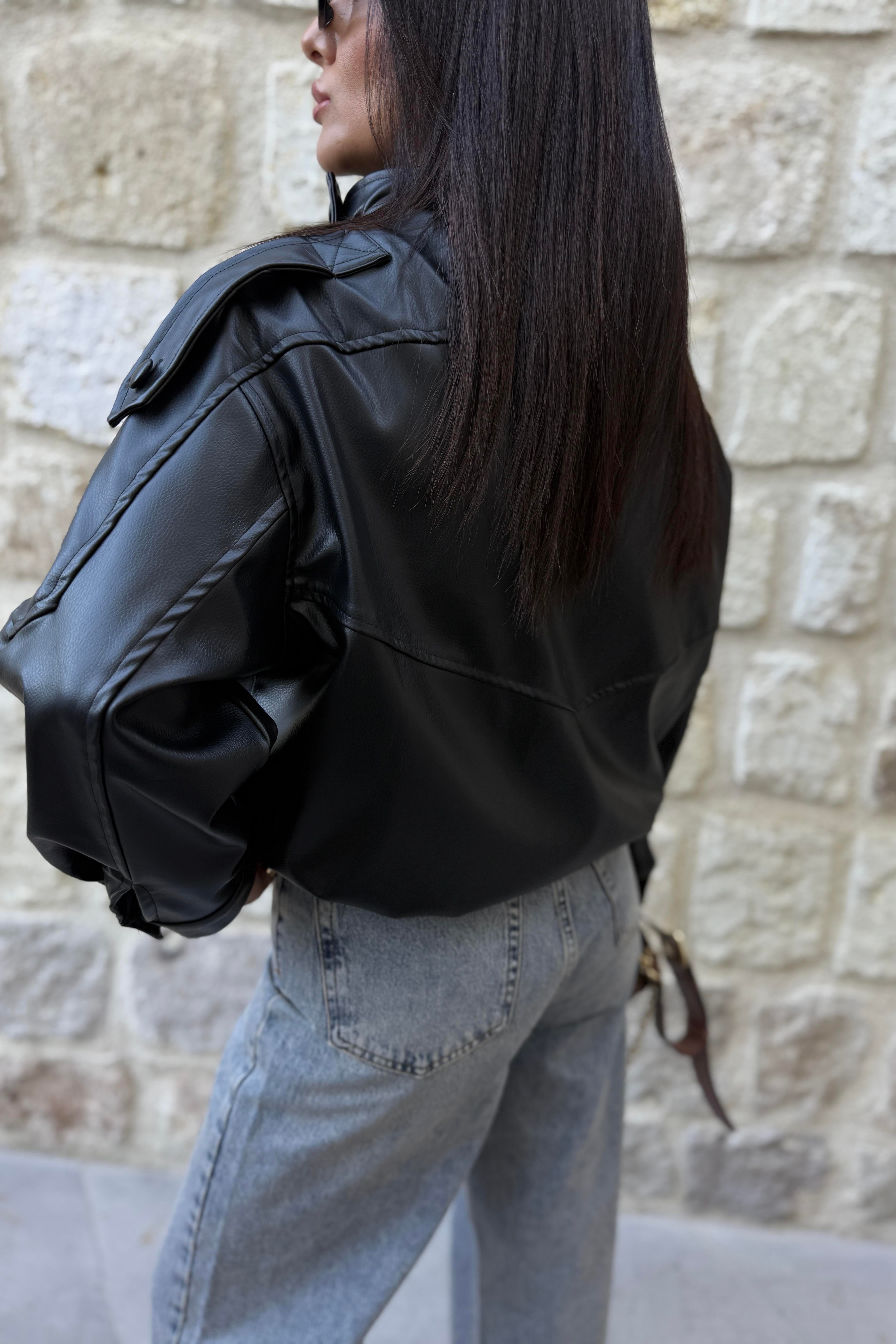 ZR MODEL DİK YAKA DERİ CEKET