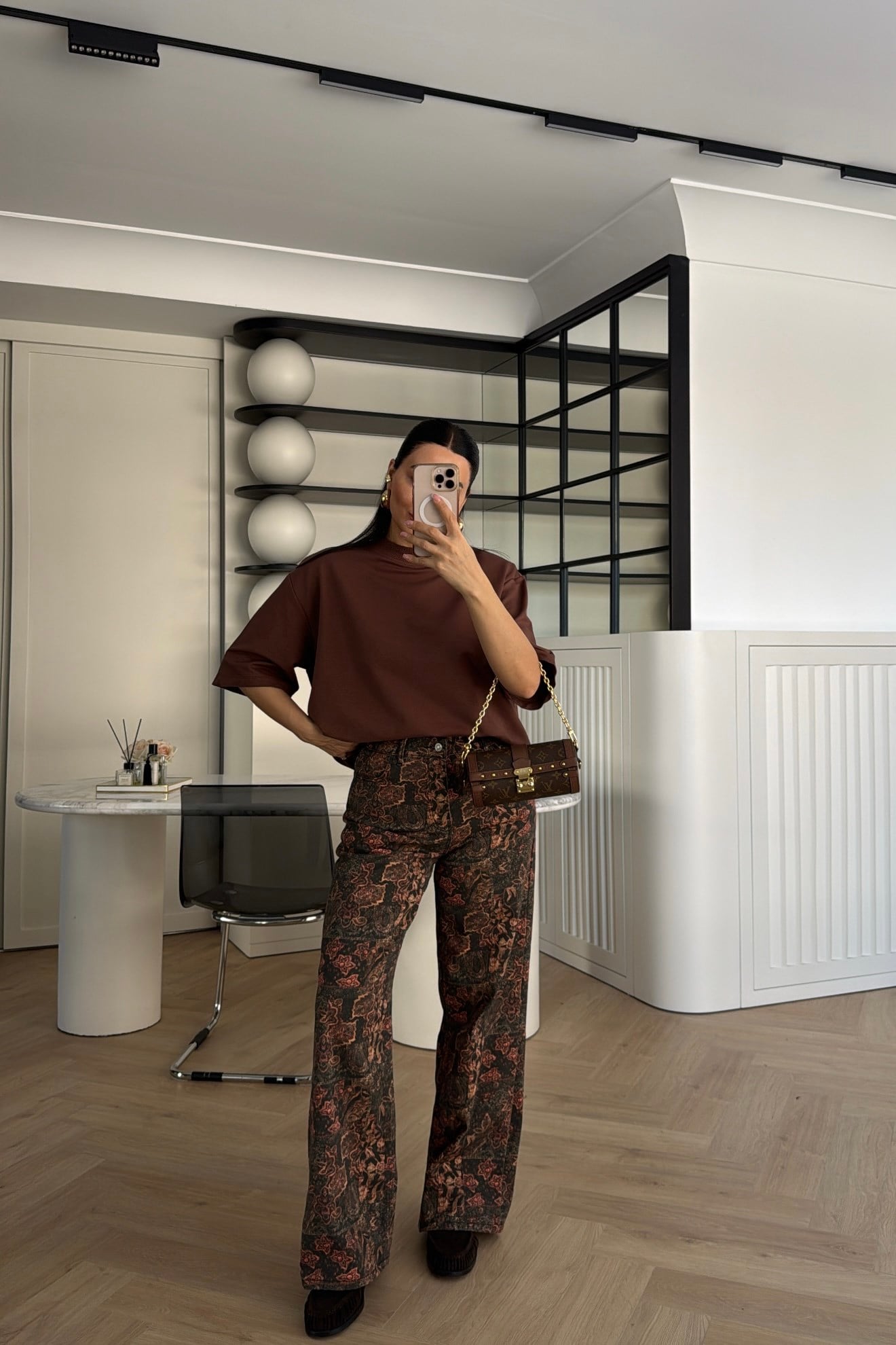 ZR MODEL ETNİK DESEN GABARDİN KUMAŞ PANTOLON 