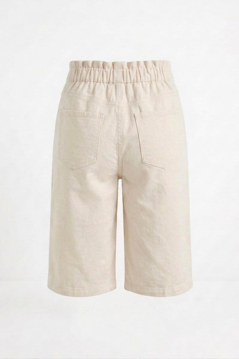 ZR MODEL KETEN KARIŞIMLI BERMUDA PANTOLON BEJ