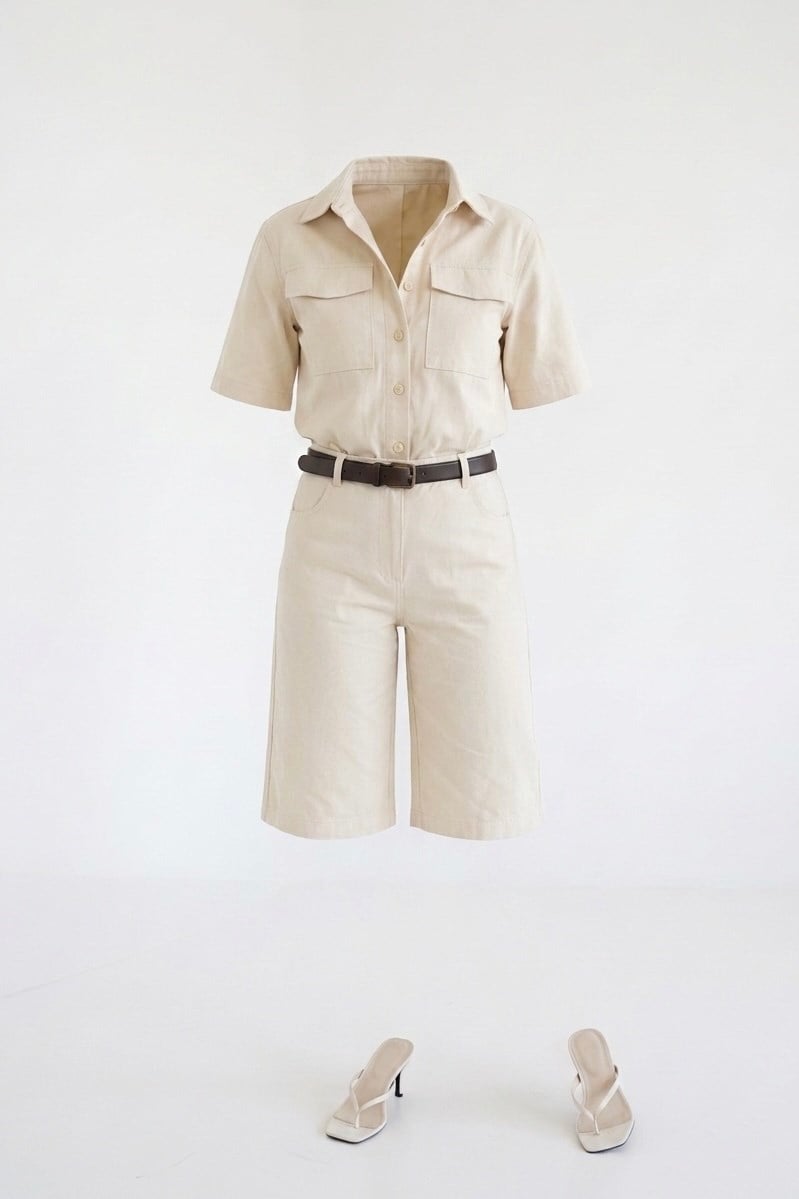 ZR MODEL KETEN KARIŞIMLI BERMUDA PANTOLON BEJ