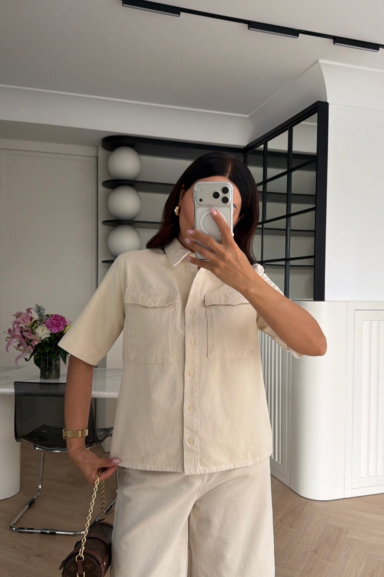 ZR MODEL KETEN KARIŞIMLI GÖMLEK BEJ 