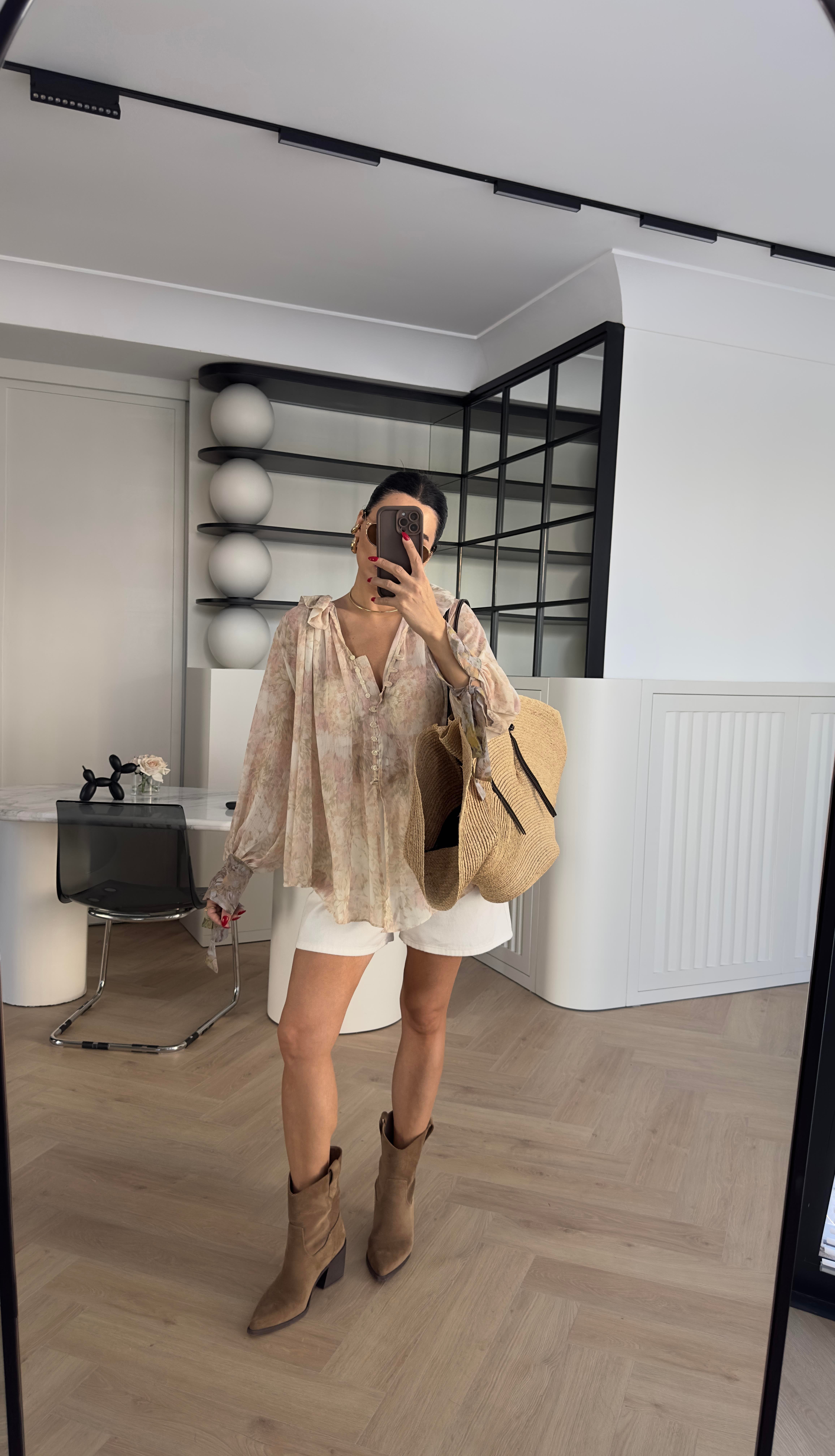 Zr Model Şifon Desenli Tasarım Gömlek