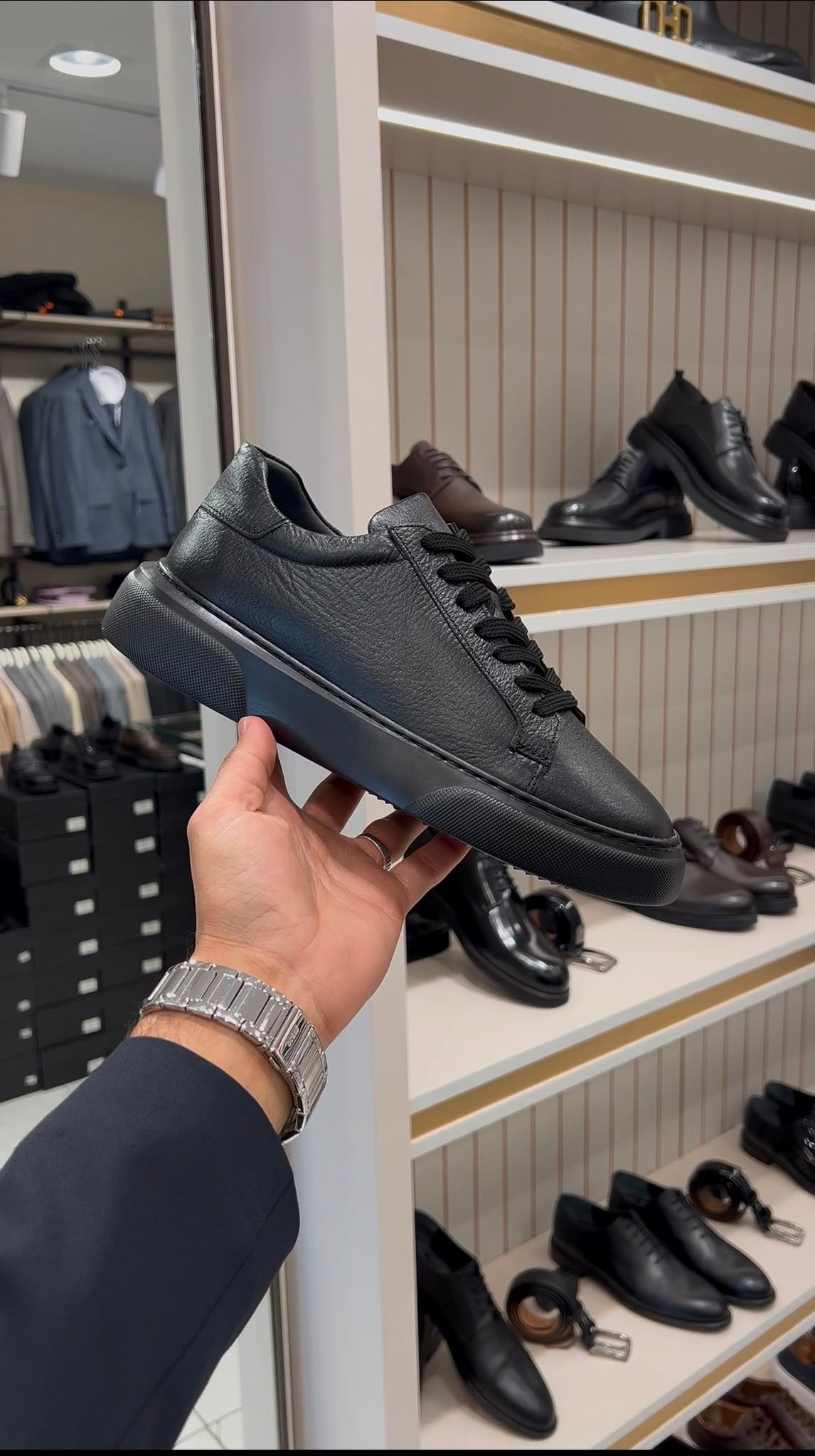 Erkek Casual Sneaker Hakiki Deri Ayakkabı - Siyah