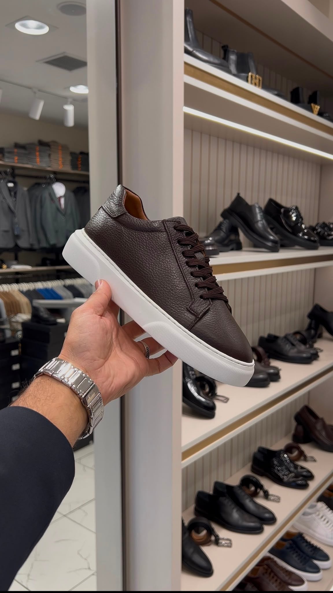 Erkek Casual Sneaker Hakiki Deri Ayakkabı - Kahve