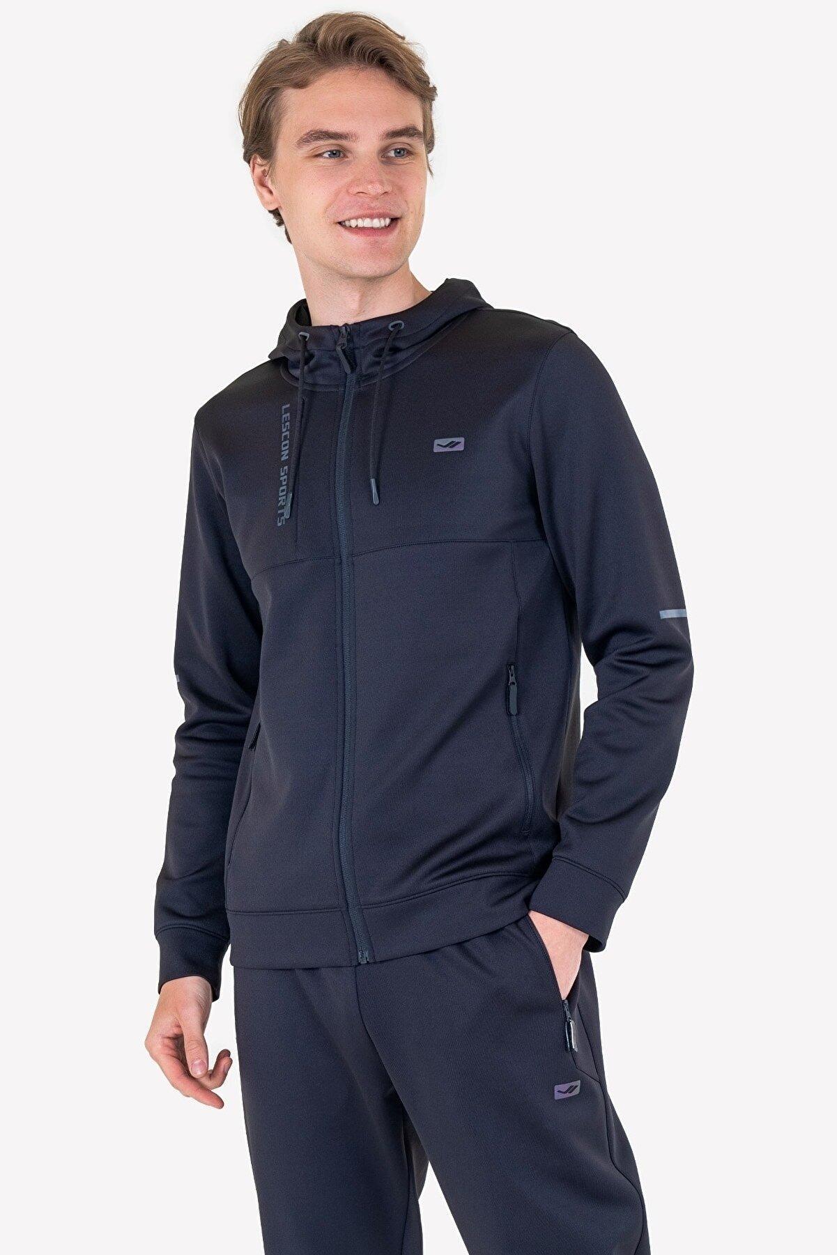 Lescon Erkek Fermuarlı Kapüşonlu Sweatshirt 23N-1133
