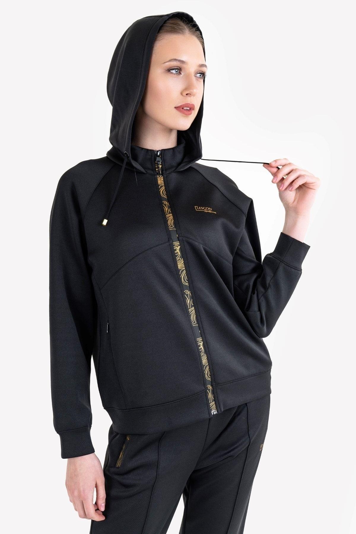 Lescon Kadın Fermuarlı Kapüşonlu Sweatshirt 23N-2126
