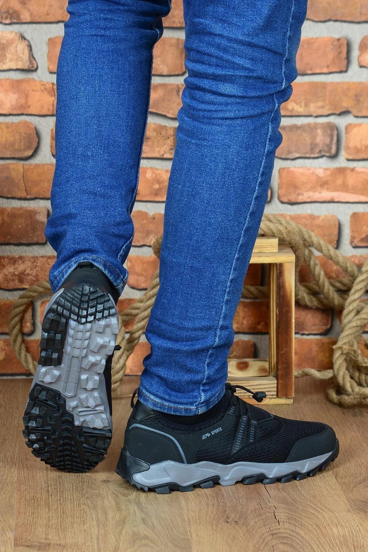 221-2318 Mr Siyah Bağsız Yazlık Erkek Spor Ayakkabı