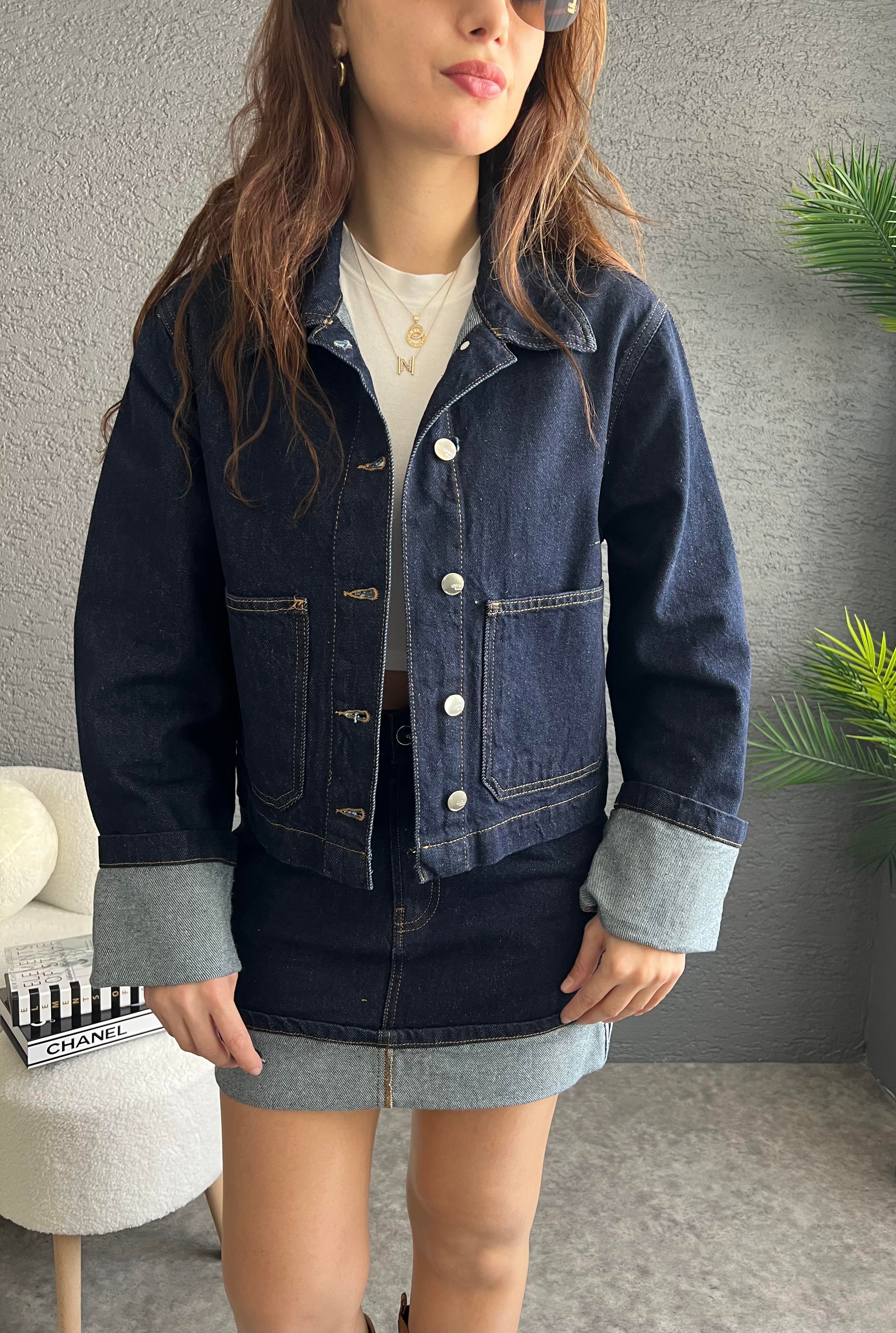 Denim Katlamalı Ceket