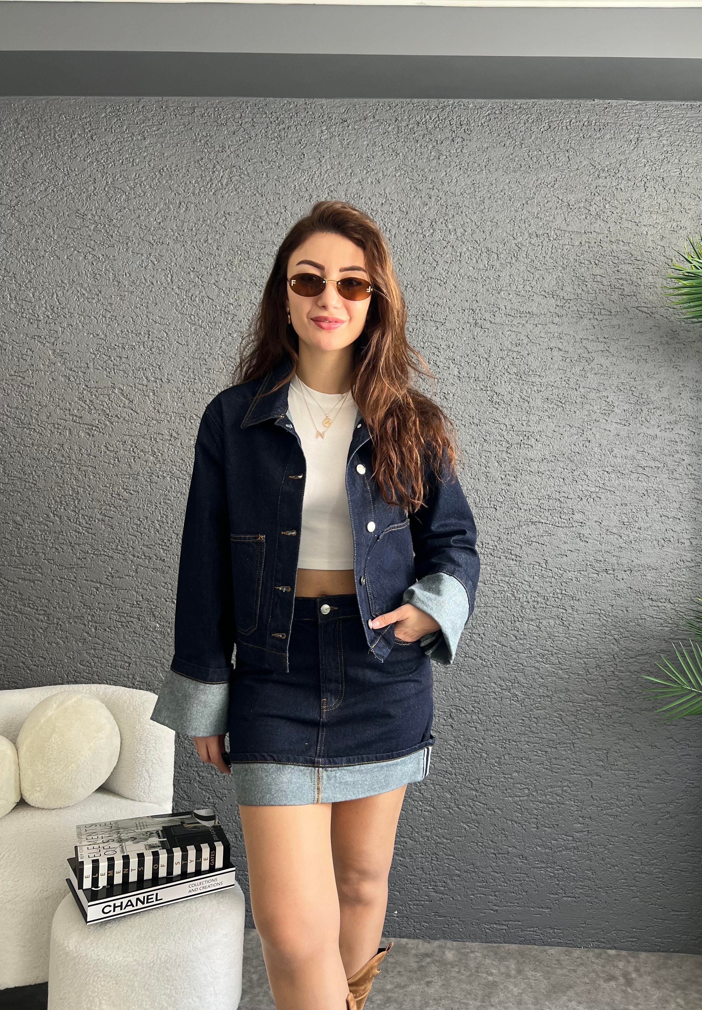 Denim Katlamalı Ceket