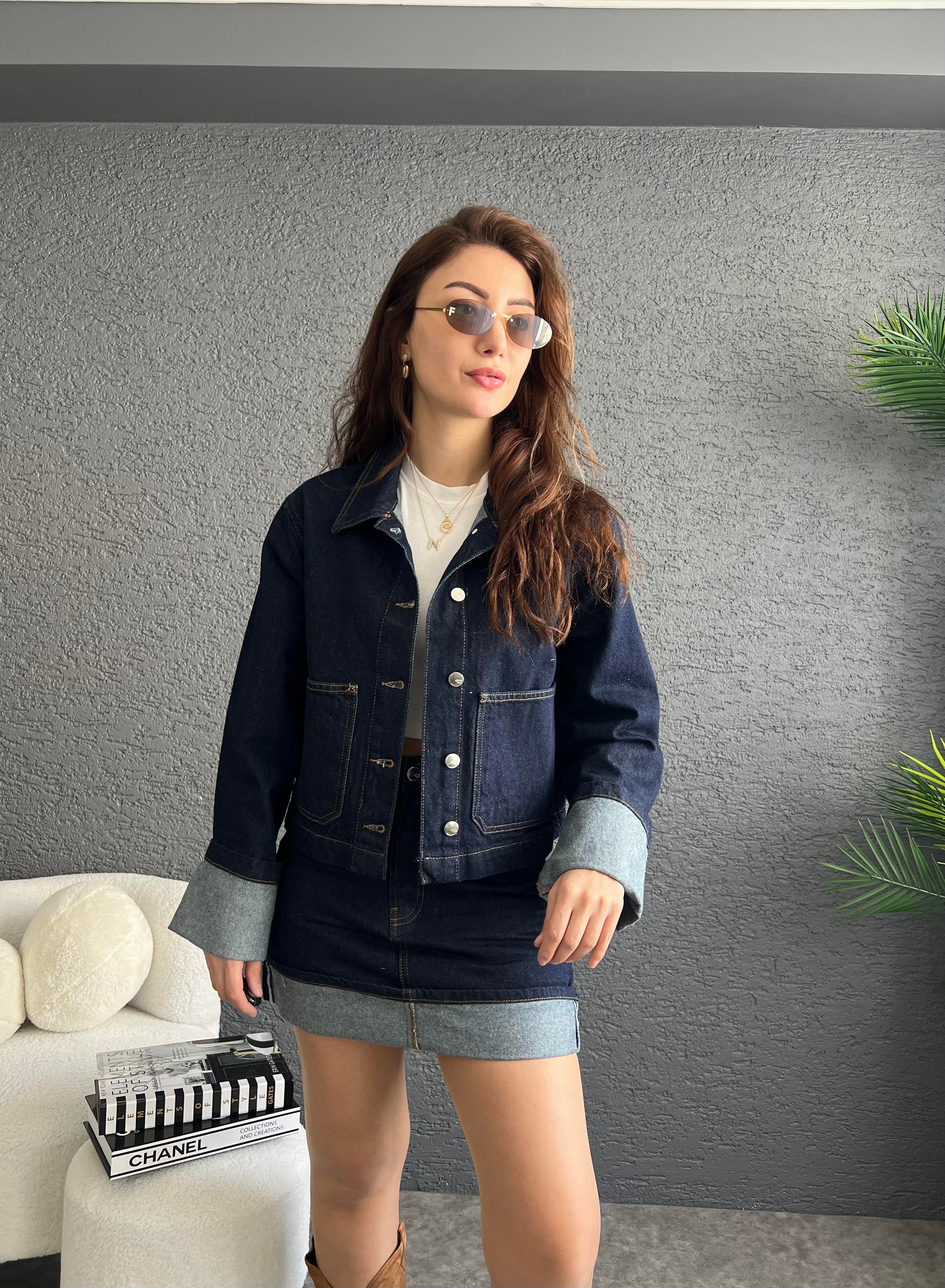 Denim Katlamalı Ceket