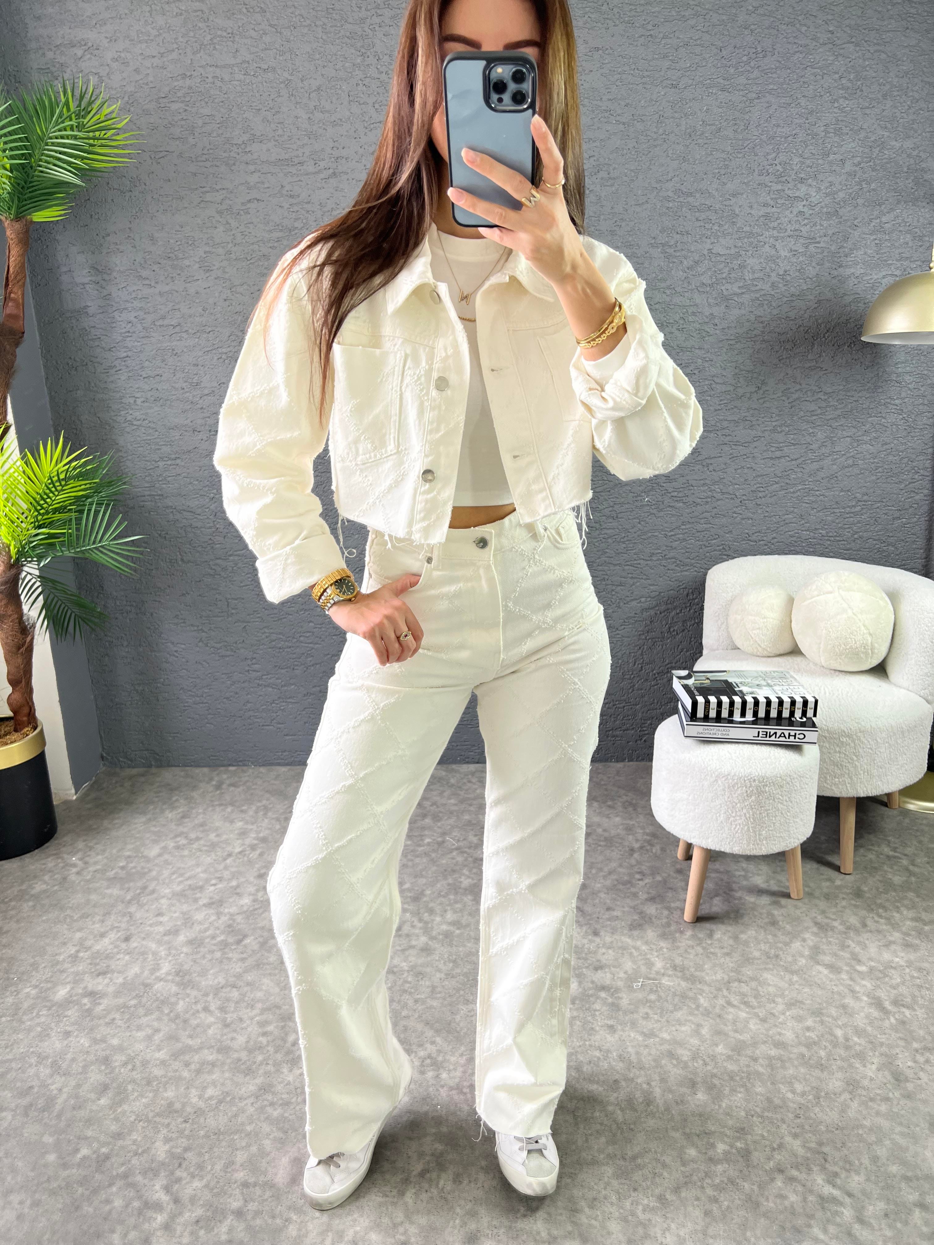 Ekru Denim Ceket