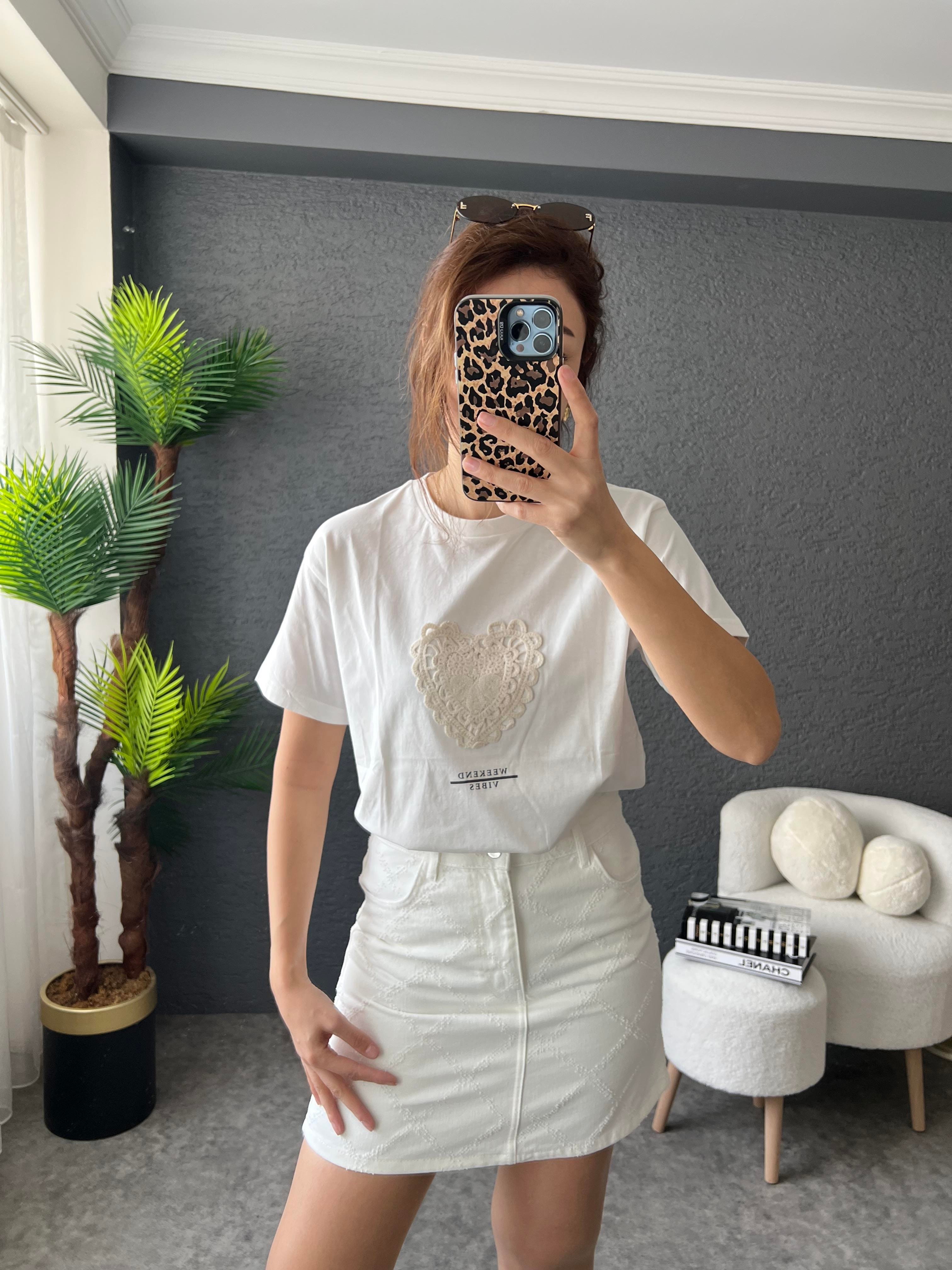 Ekru Denim Etek