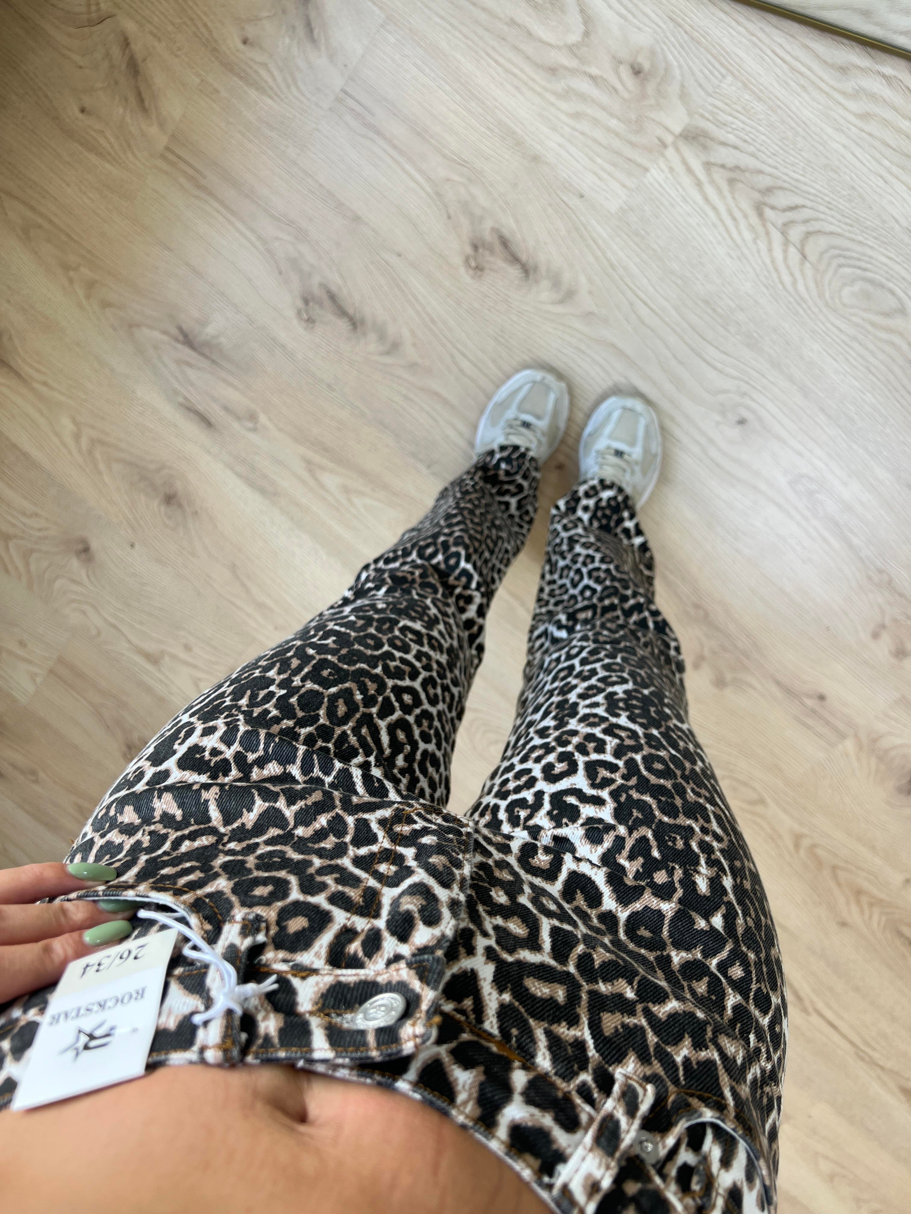 Likralı Leopar Desen Pantolon
