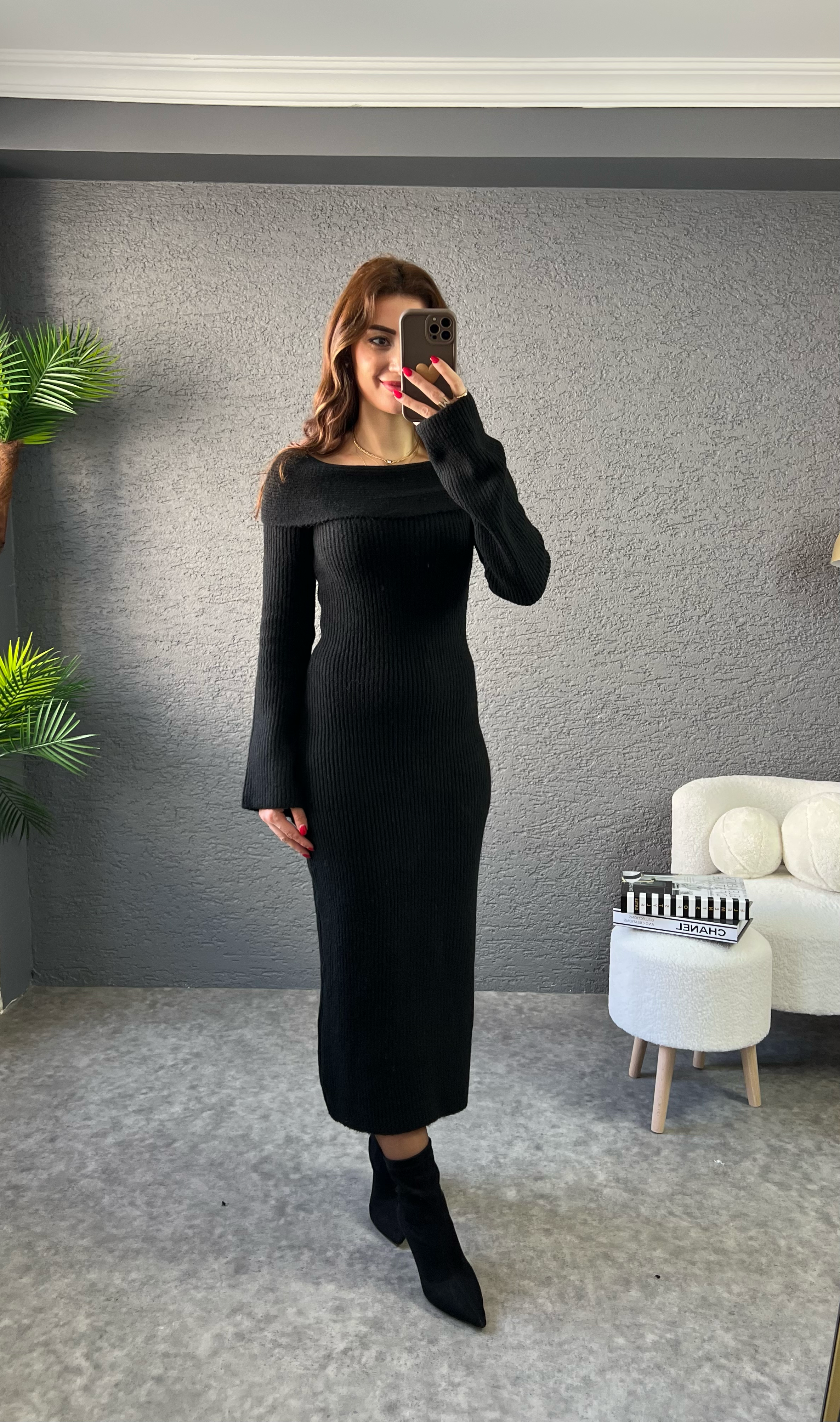 Madonna Yaka Triko Elbise