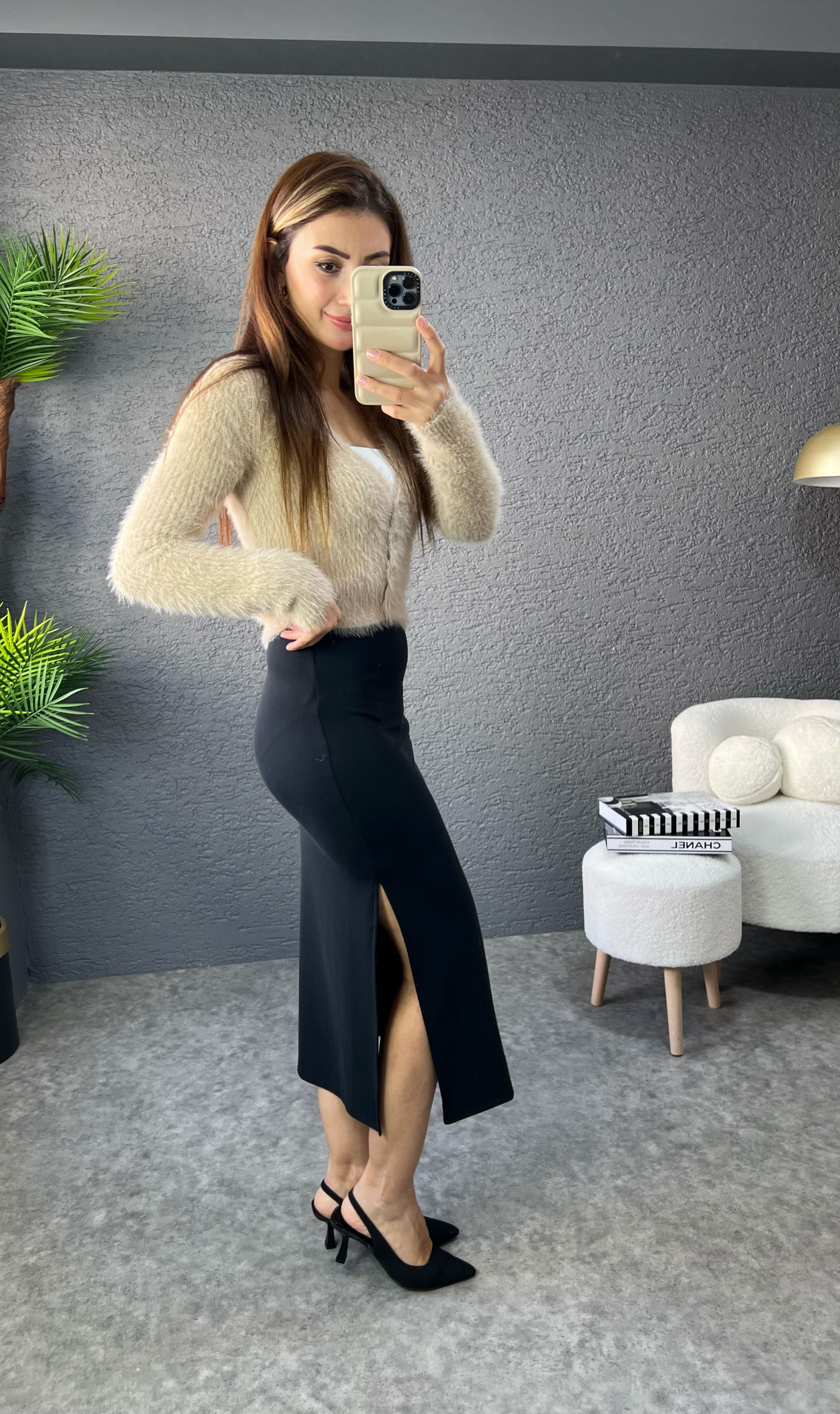 Yırtmaçlı Penye Etek