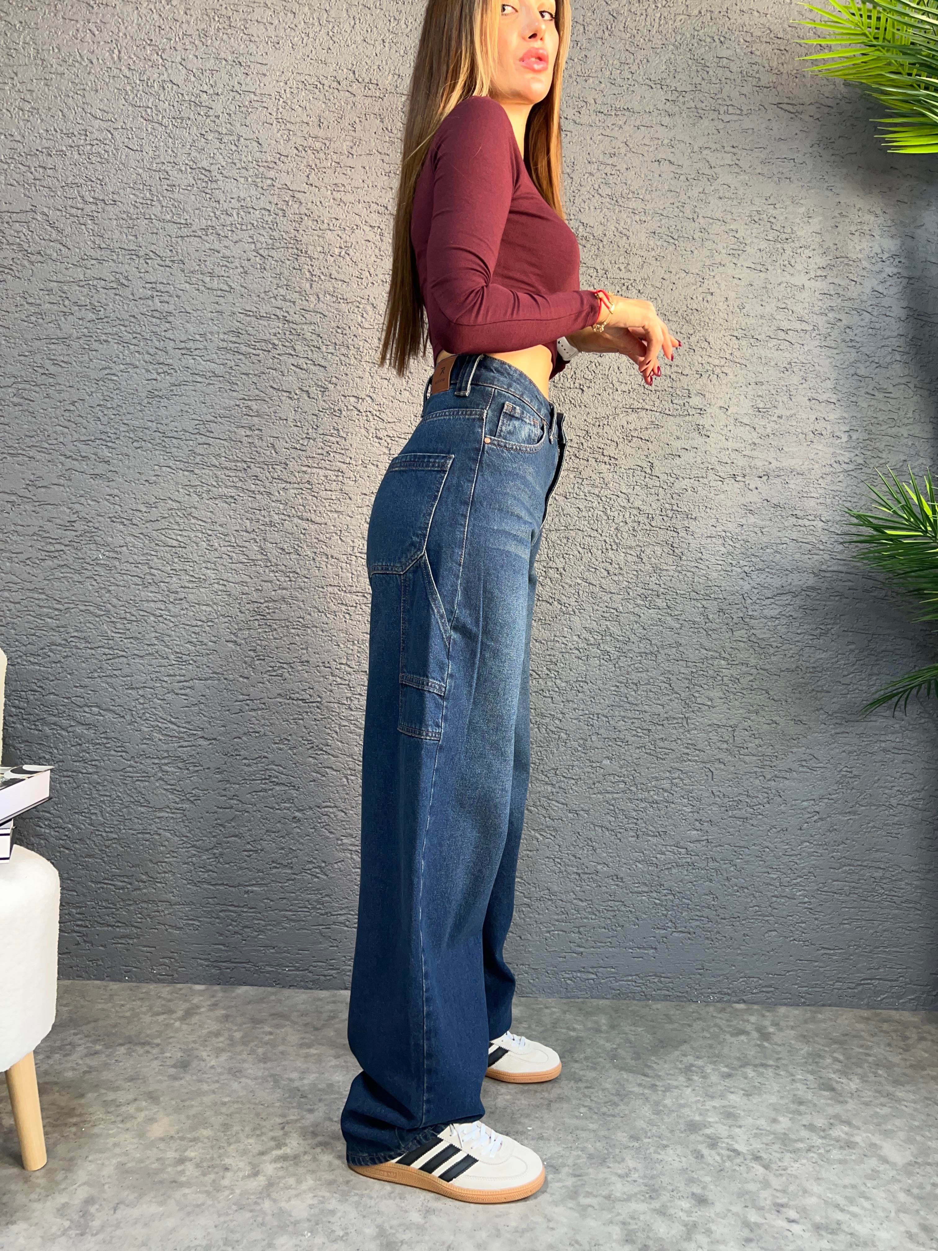 Yüksek Bel Baggy Jean Pantolon