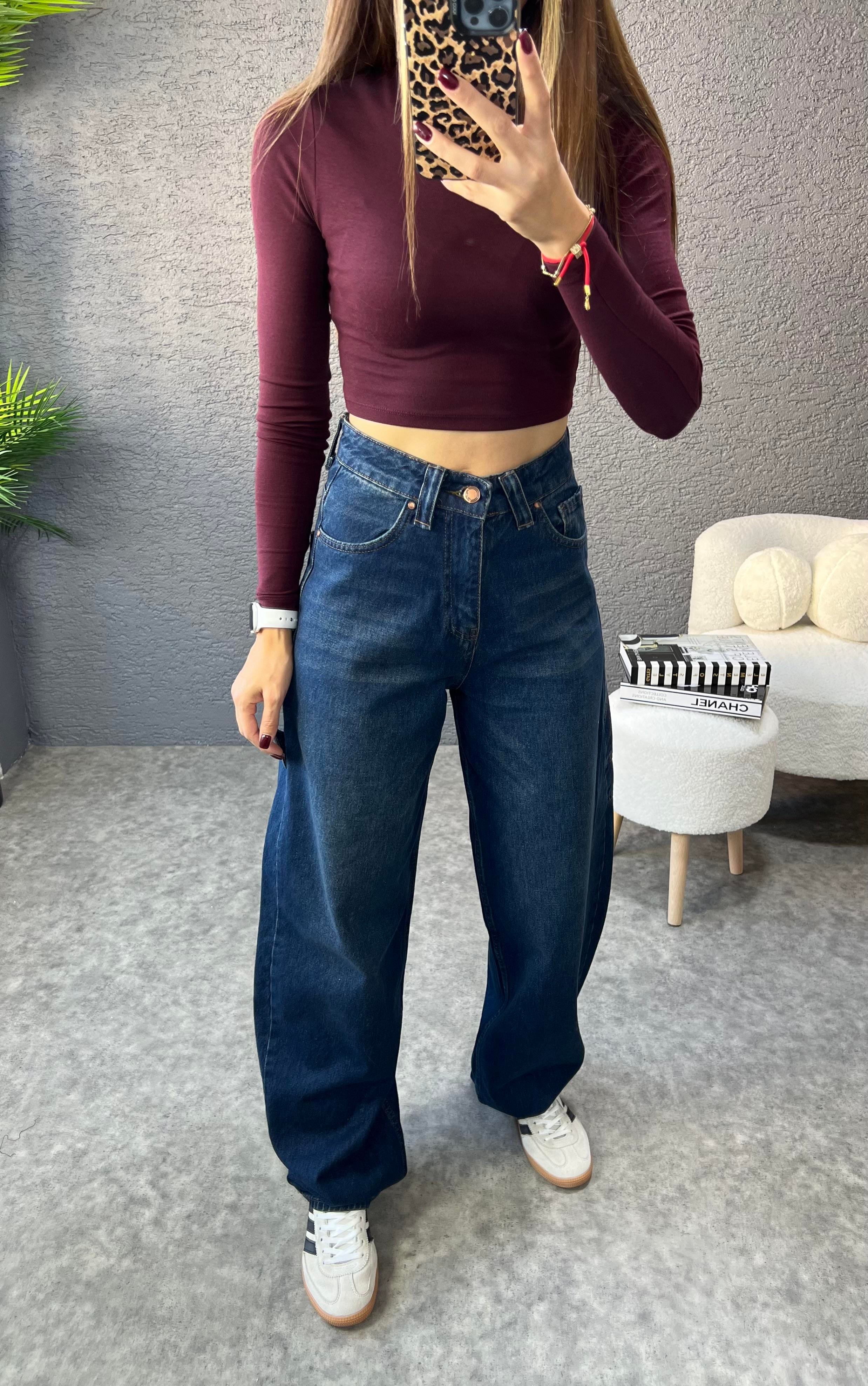 Yüksek Bel Baggy Jean Pantolon