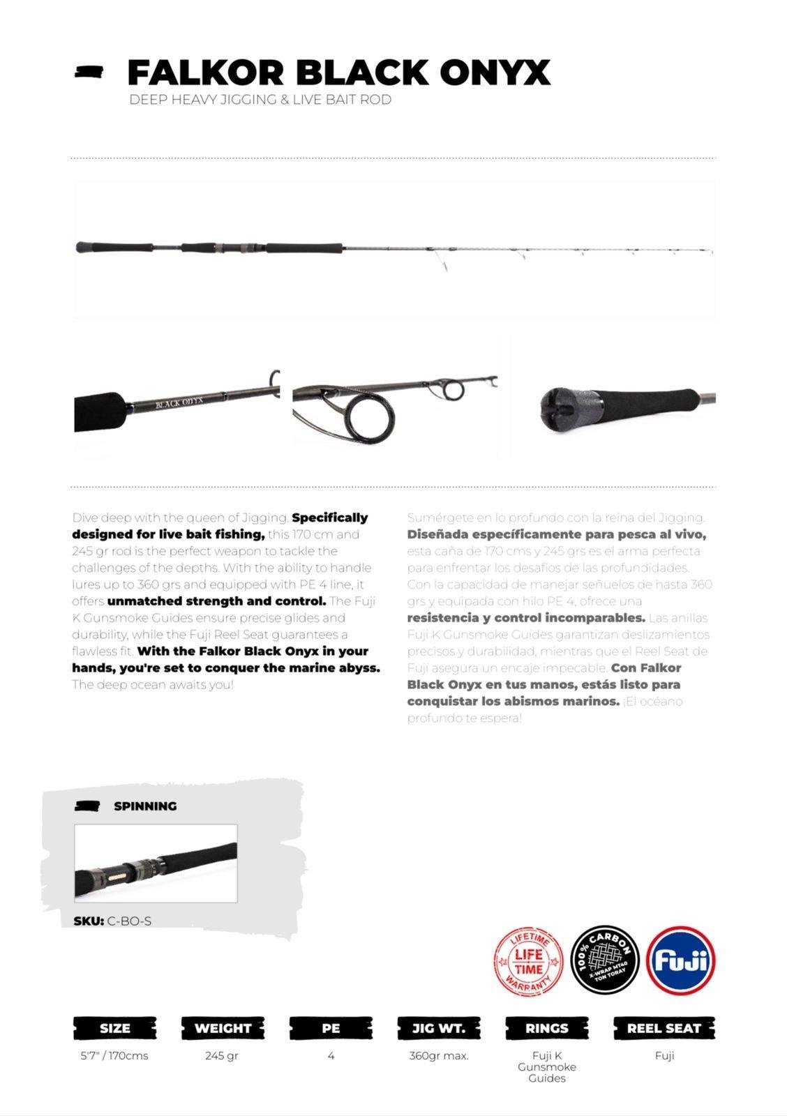 Falkor Black Onyx 1.70m PE 4 Max 360gr Vertical Heavy Jigging Kamışı
