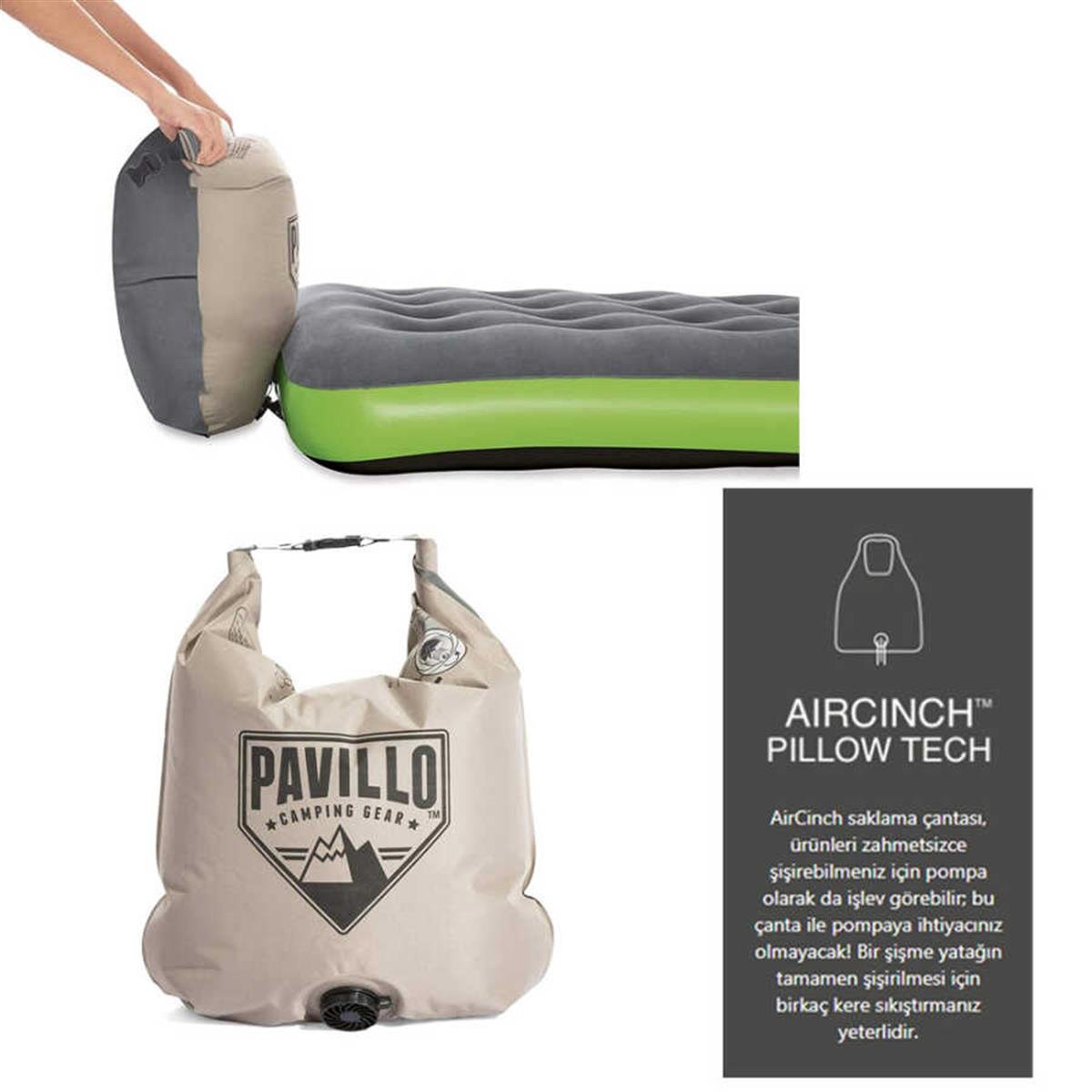 Pavillo 67619 Roll & Relax Twin 188*99*22cm Şişme Yatak