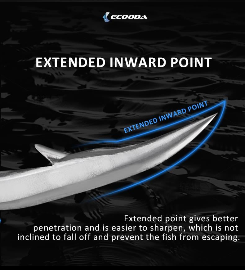 Ecooda Cyan Blue Speed Jigging Hooks Sawara #1/0