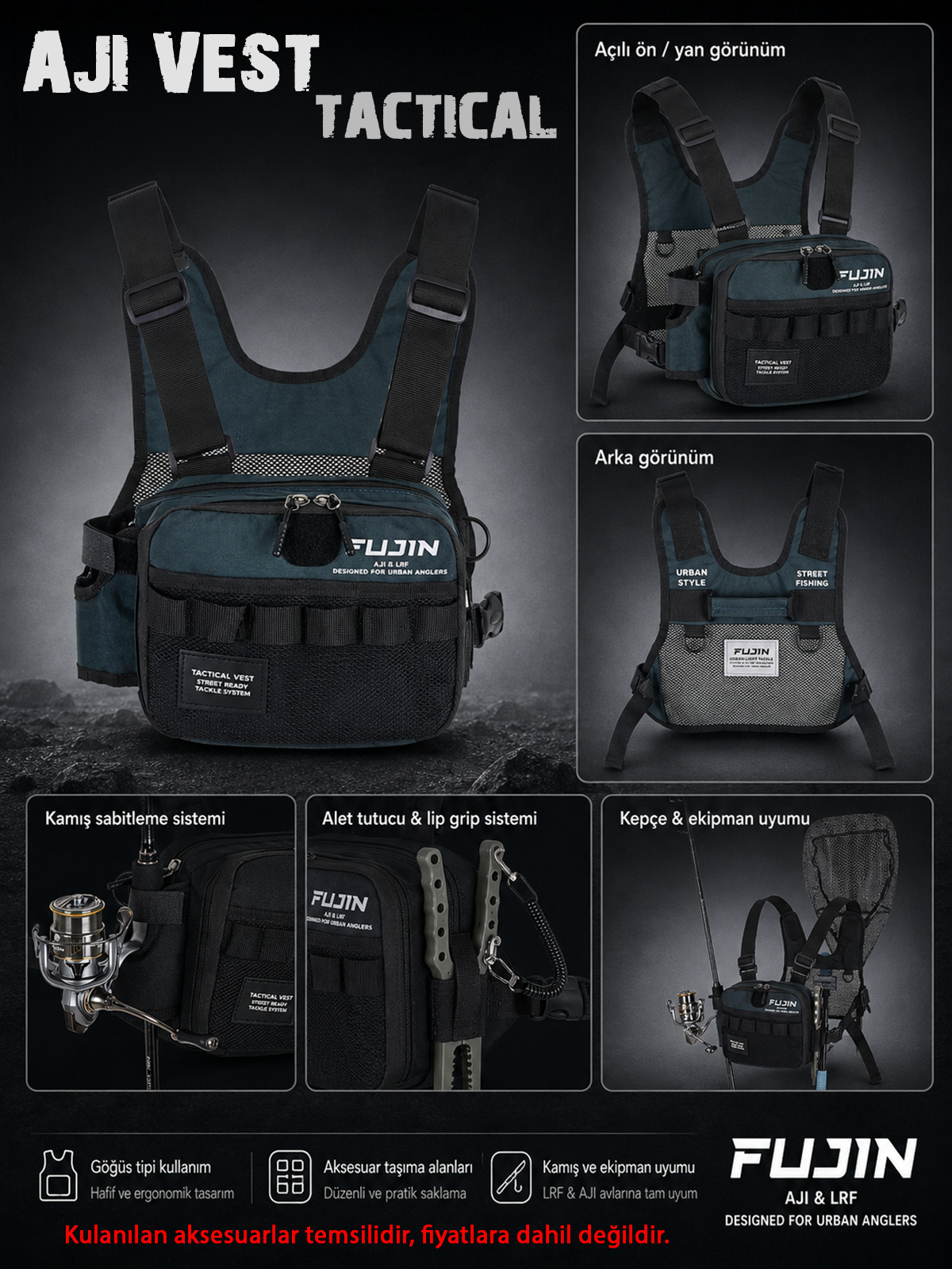 Fujin Aji Vest Tactical Indigo Balıkçı Çantası