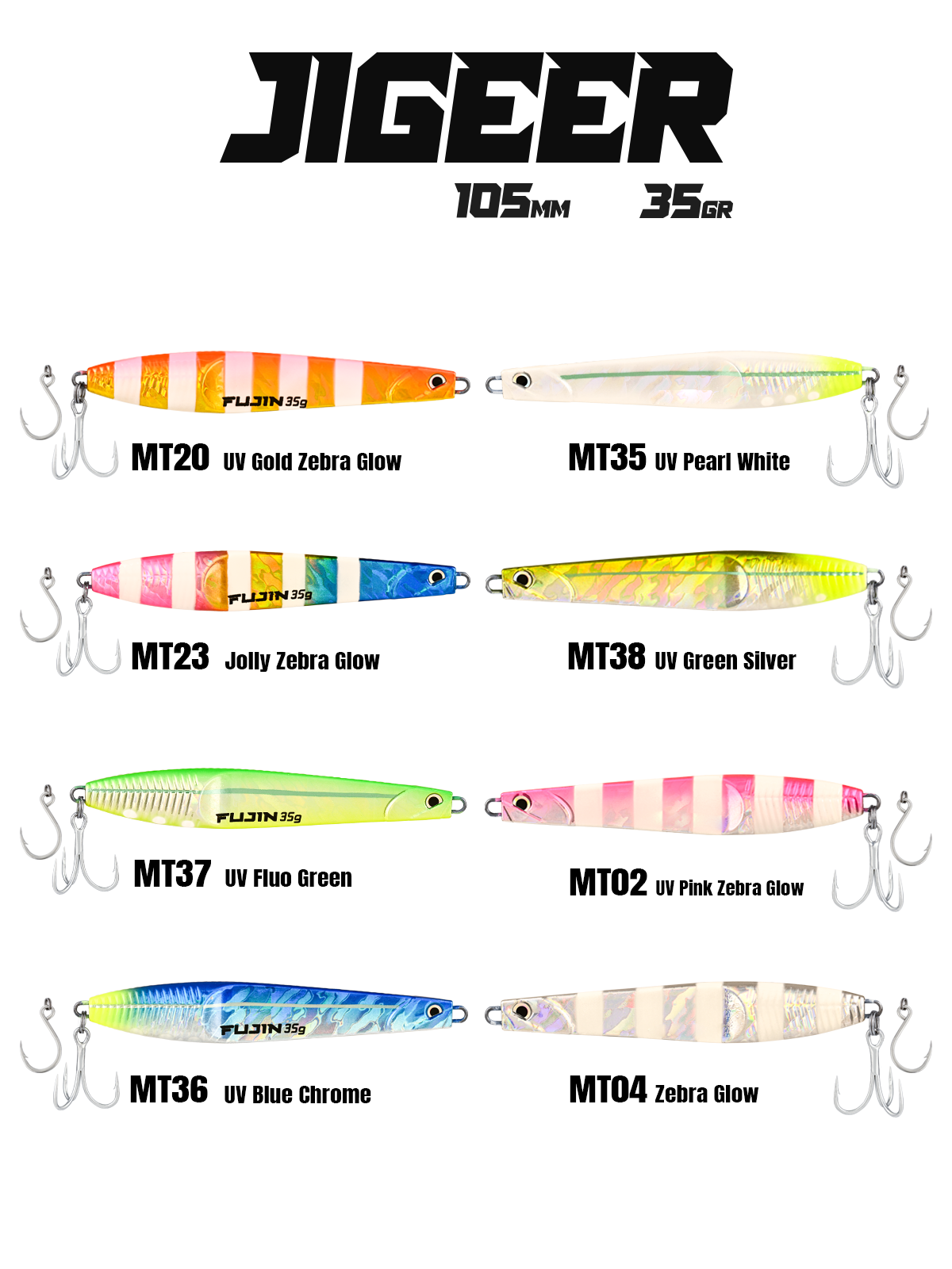 Fujin Jigeer 35gr MT20 UV Gold Zebra Glow