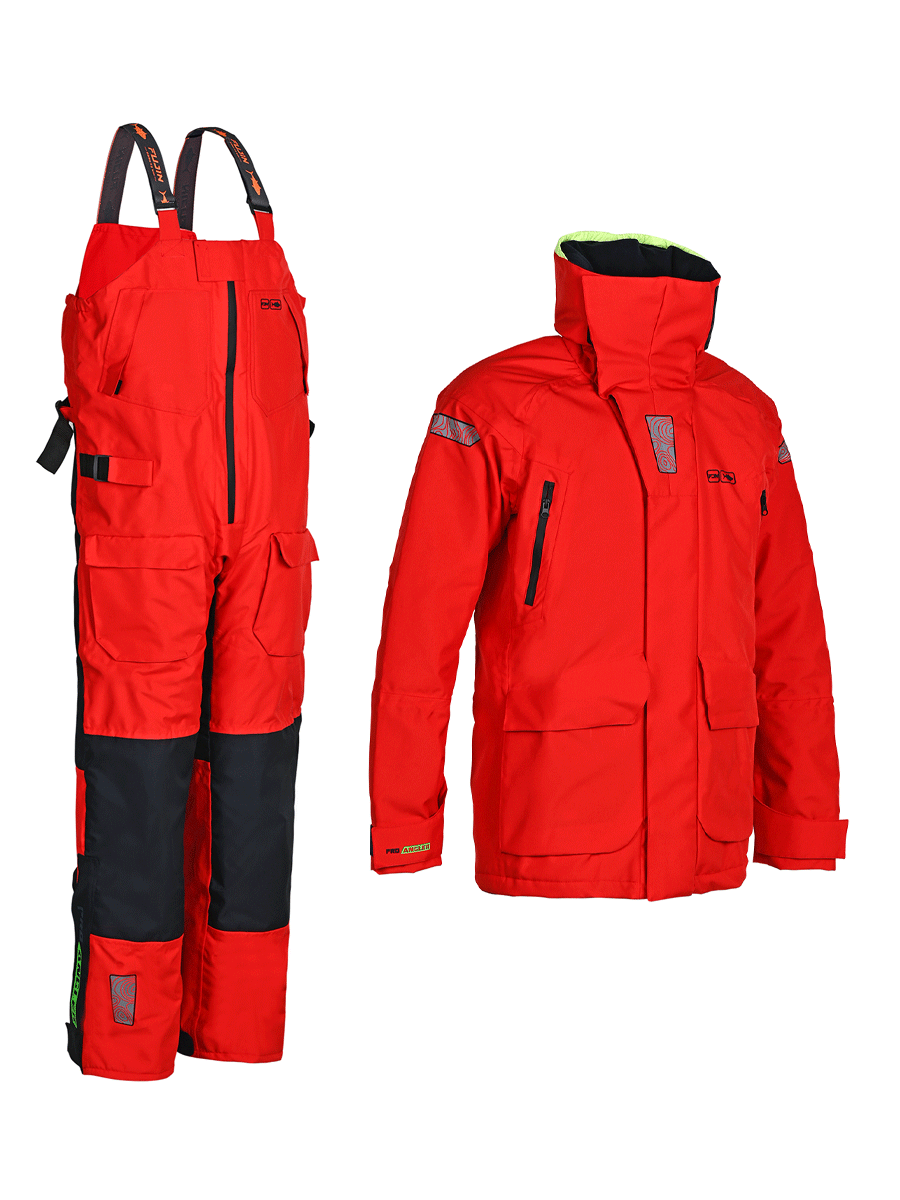 Fujin Pro Angler Off Shore Bibs Red Navy #Small