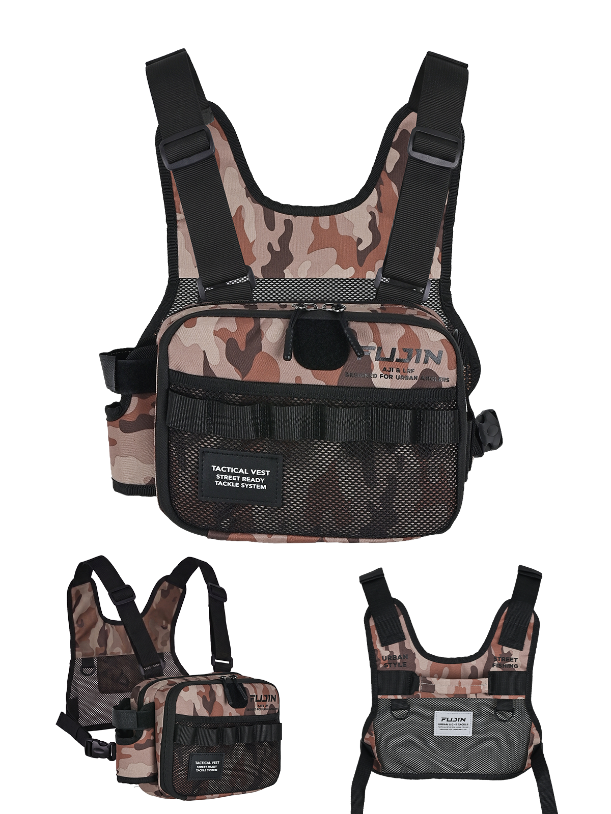 Fujin Tactical Vest Brown Camo Balıkçı Çantası