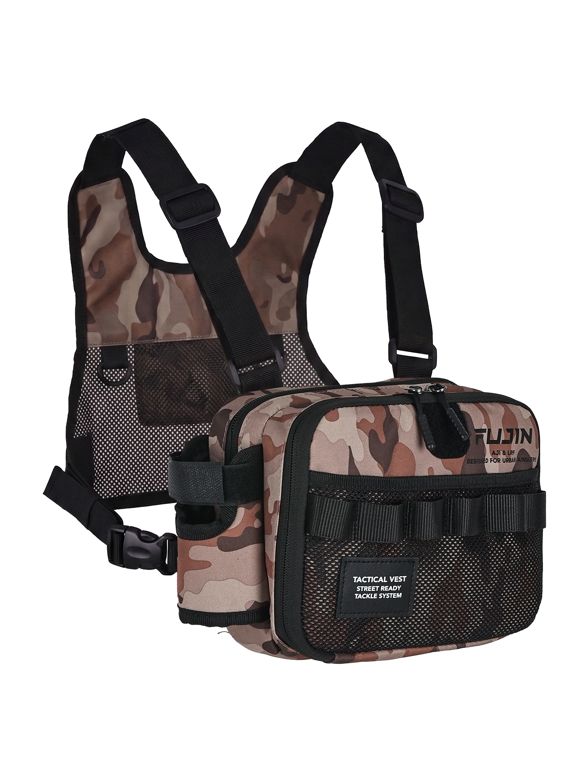 Fujin Tactical Vest Brown Camo Balıkçı Çantası